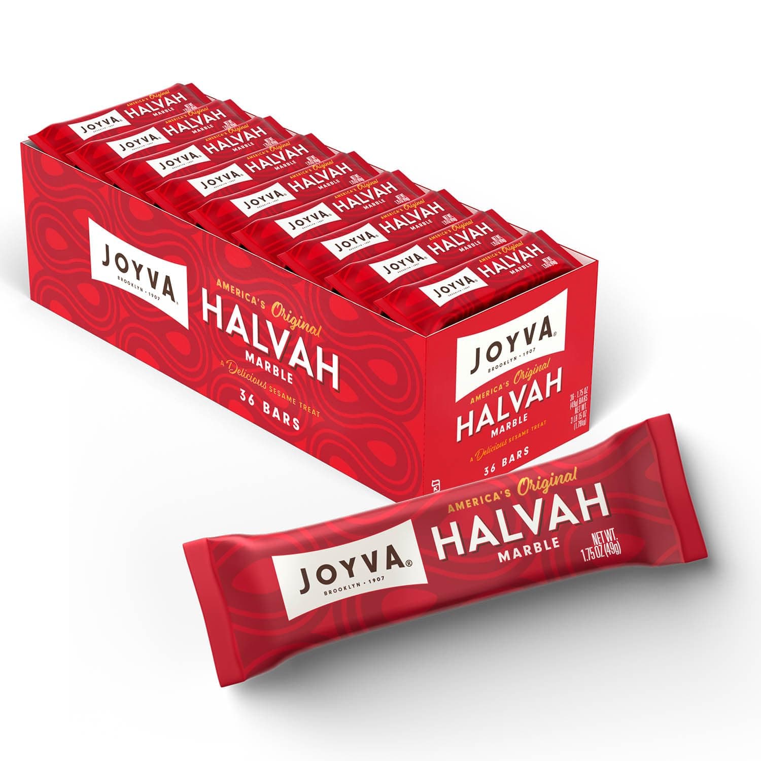 Joyva Halvah – Marble, 1.75oz Pack of 36 | A Delicious Sesame Treat | Dairy Free, Gluten-Free & Kosher Parve | Handcrafted in Brooklyn