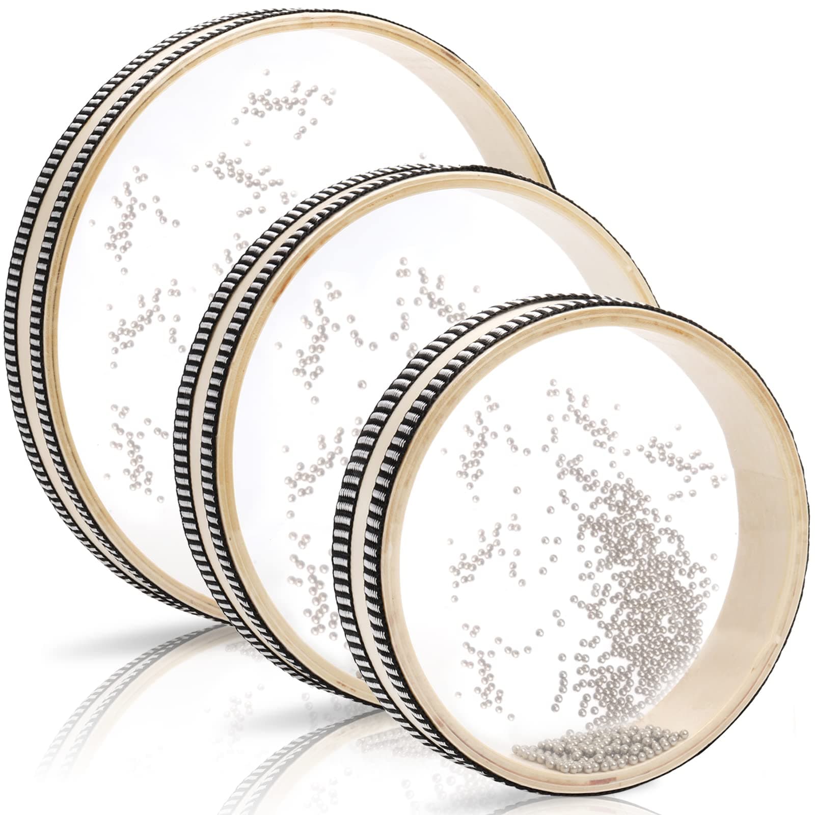 3-Piece Wave Bead Ocean Drum Set, Sea Wave Sound Drum Percussion with Hardwood Shell, 6 Inch, 8 Inch, 10 Inch