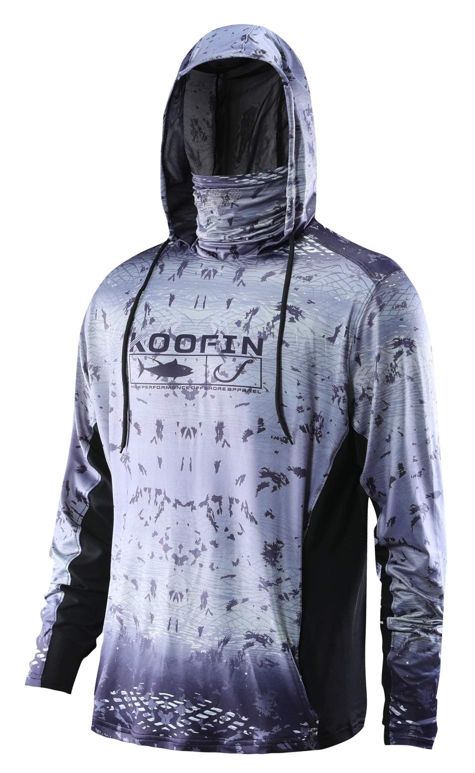 Performance Fishing Hoodie with Face Mask UPF50 Sunblock Shirt Hooded Long Sleeve with Drawstrings Pocket