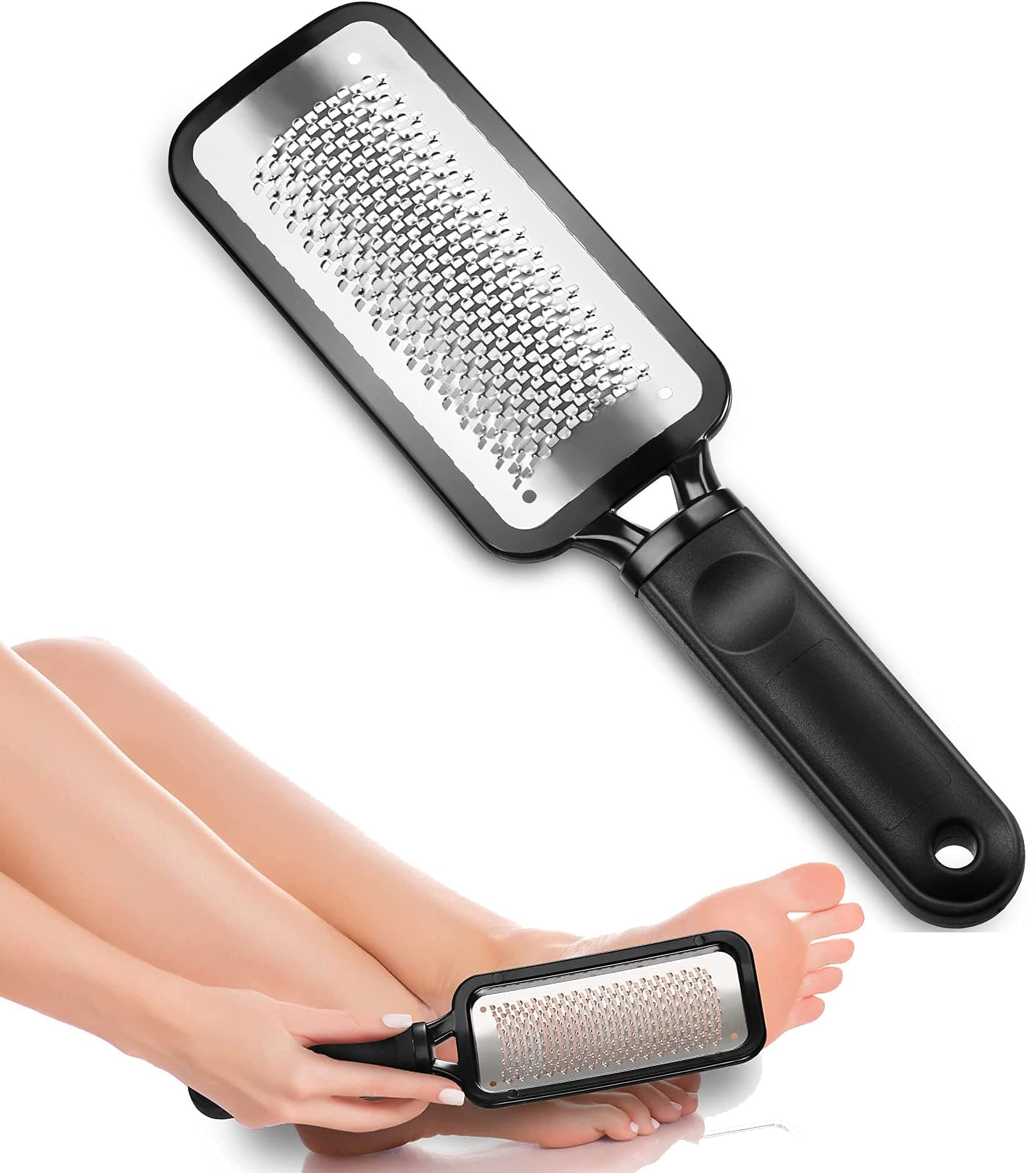 Leg, Heel & Foot Scrubber for Dead Skin - Very Sharp & Big (11 * 3 inch) - Pedicure & Feet Scrub Tools, Foot Scraper Cleaner & Filer, Callus Remover For Cracked Heels (Metal)