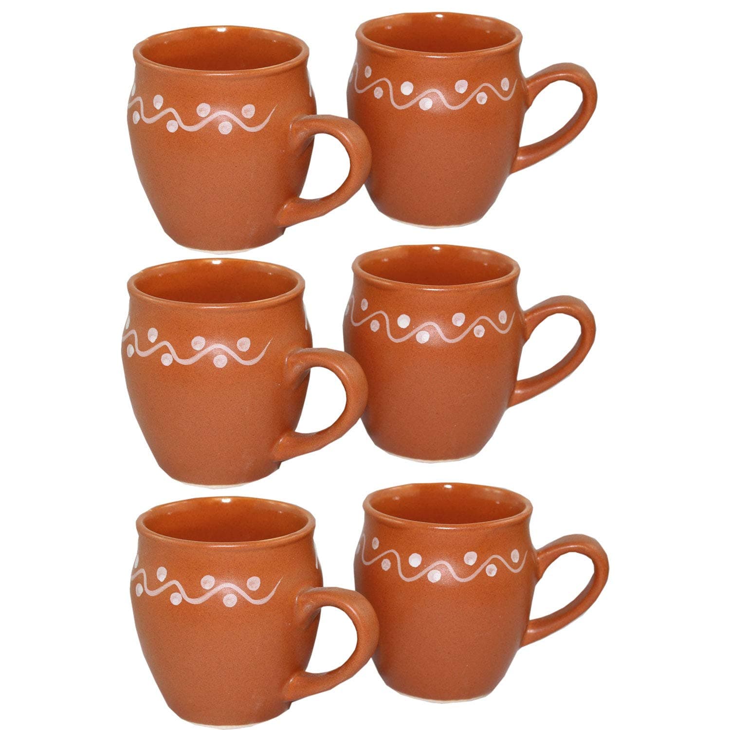 Creativegifts Ceramic Kulhar Cups Reusable Traditional Indian Chai Tea Cup (Set of 6. 100 ml each)
