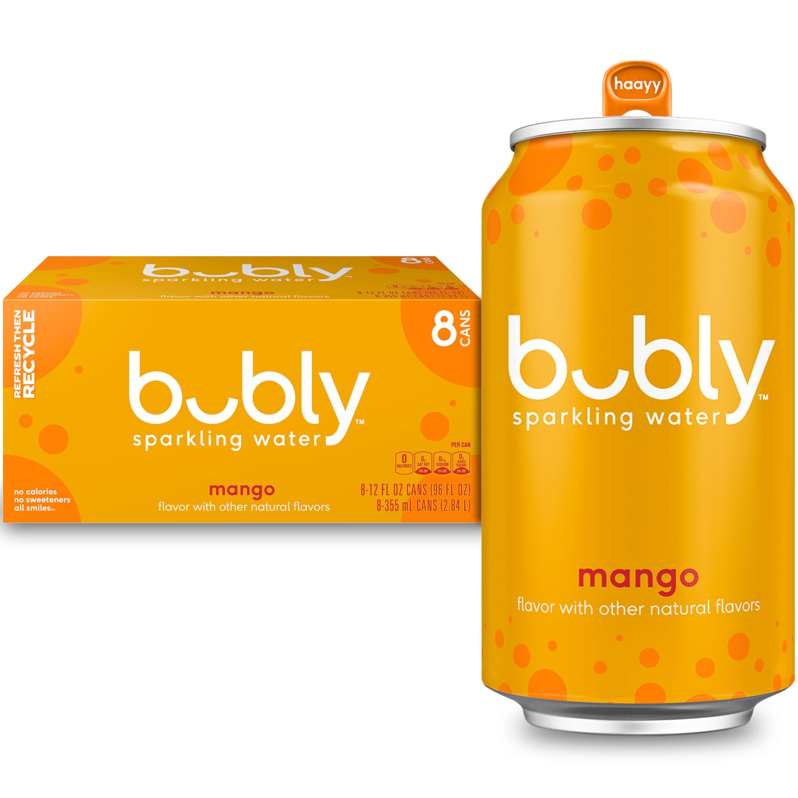 bubly Sparkling Water, Mango, 12 fl oz. cans (8 Pack)