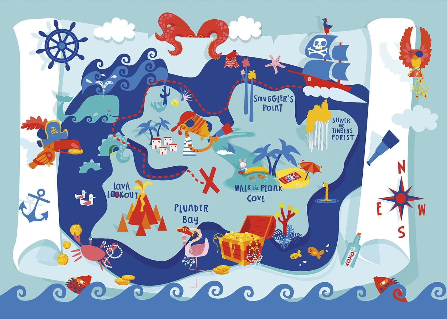 Silly Street - Treasure Map - Kids 48 Large Piece Jigsaw Puzzle