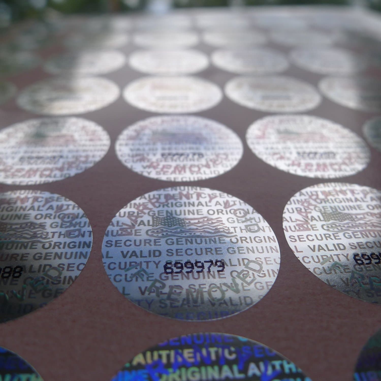 Brand - 13 mm - 1/2 inch 500 Round Bright Silver Hologram Sequentially Numbered Tamper Evident Security Labels/Stickers