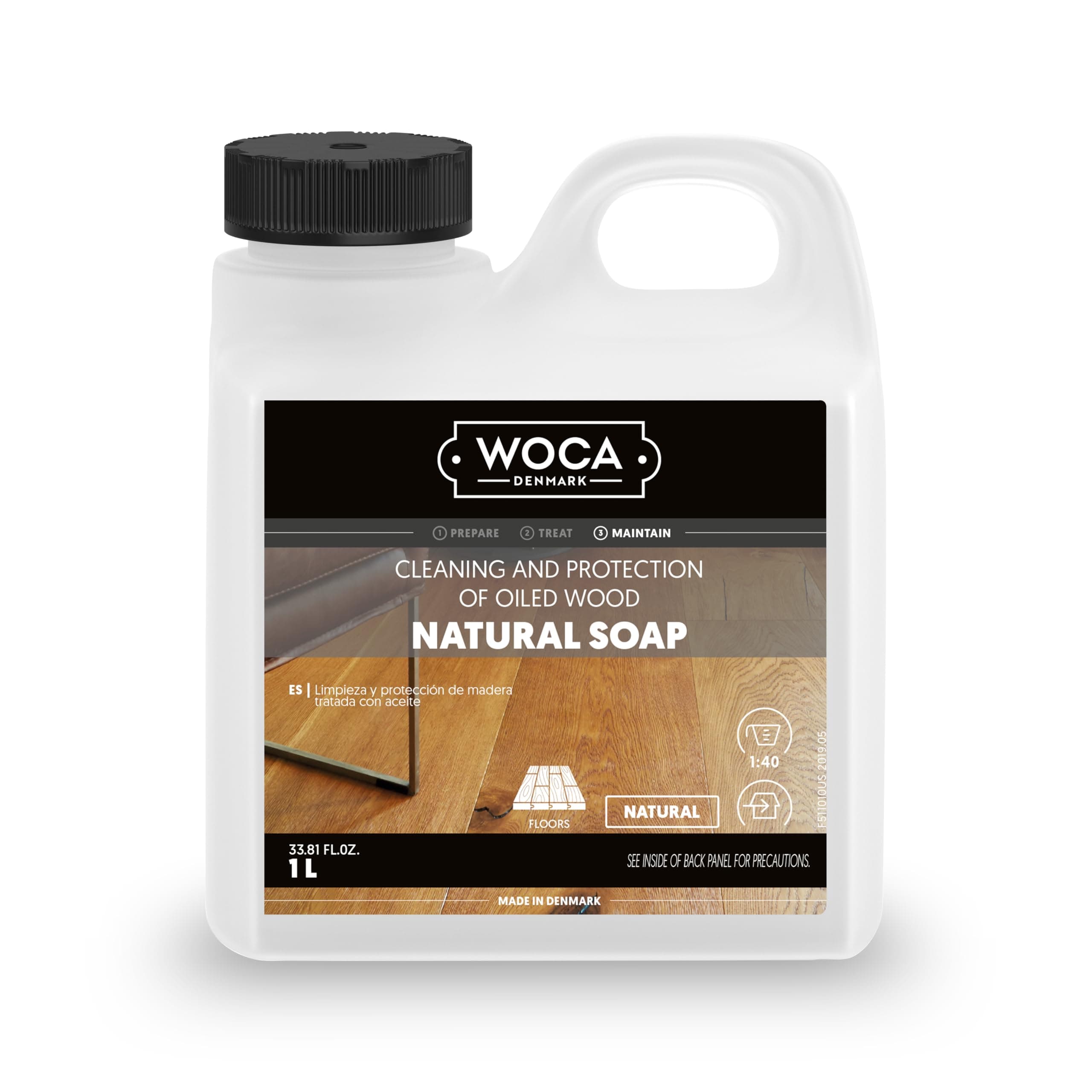 Natural Soap, Natural 1L - Concentrated Wood Cleaner for oil finished hardwood floors, tables, millwork, cutting boards, countertops and butcher block