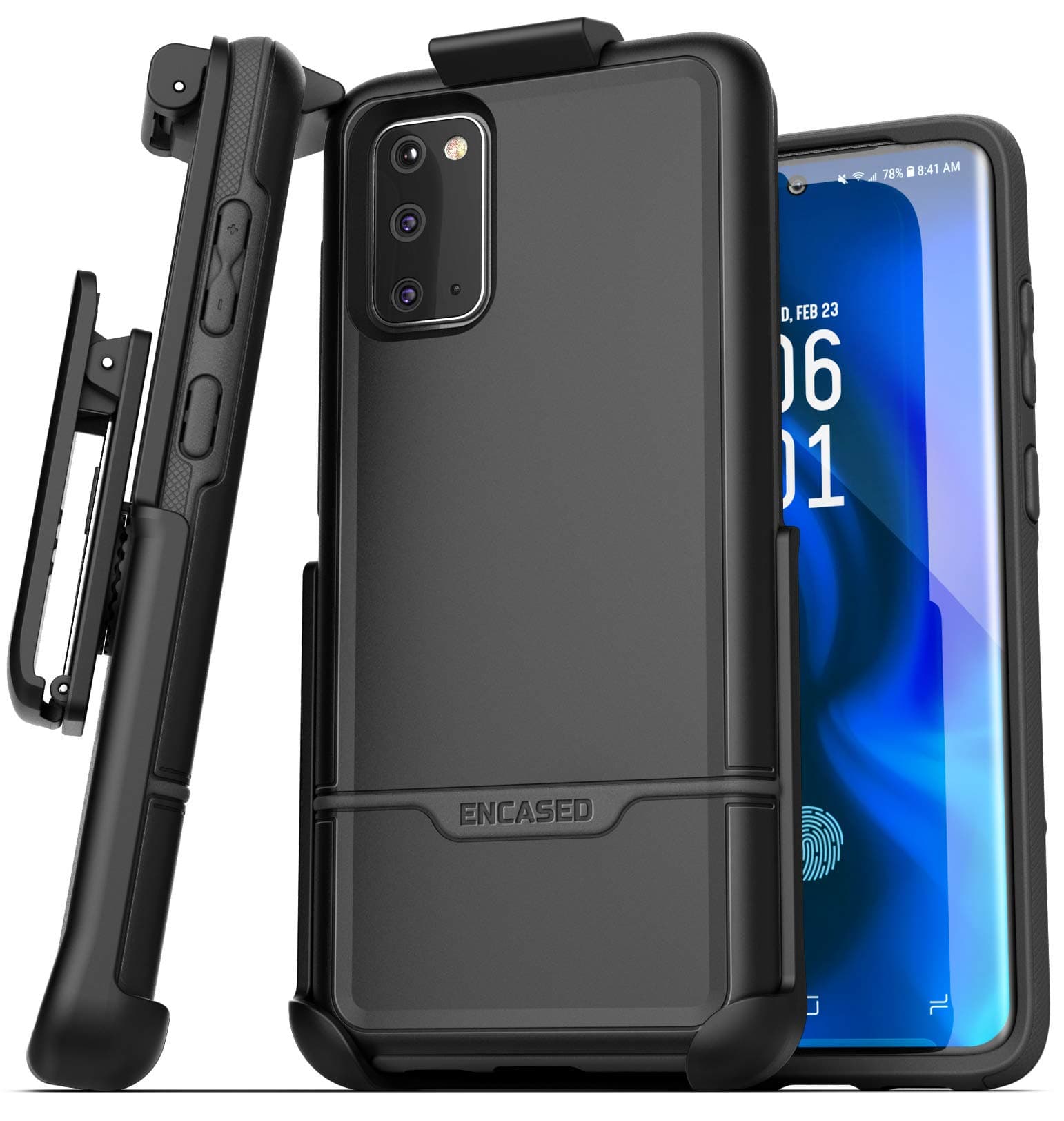 Encased Galaxy S20 Belt Clip Protective Holster Case (2020 Rebel Armor) Heavy Duty Rugged Full Body Cover with Holder for Samsung S20 (Black)