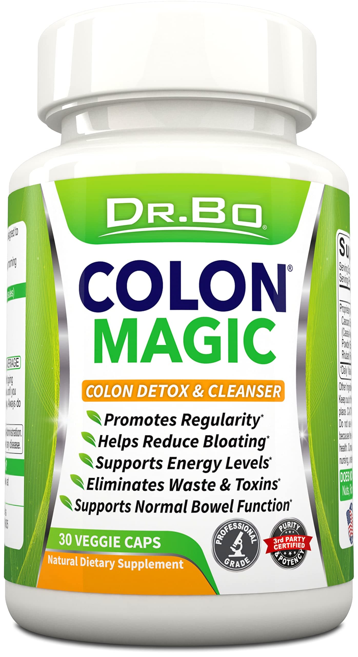 DR. BO Women's & Men's Colon Cleanse Detox Formula - Natural Bowel Cleanser Pills - Daily Constipation Relief Supplement