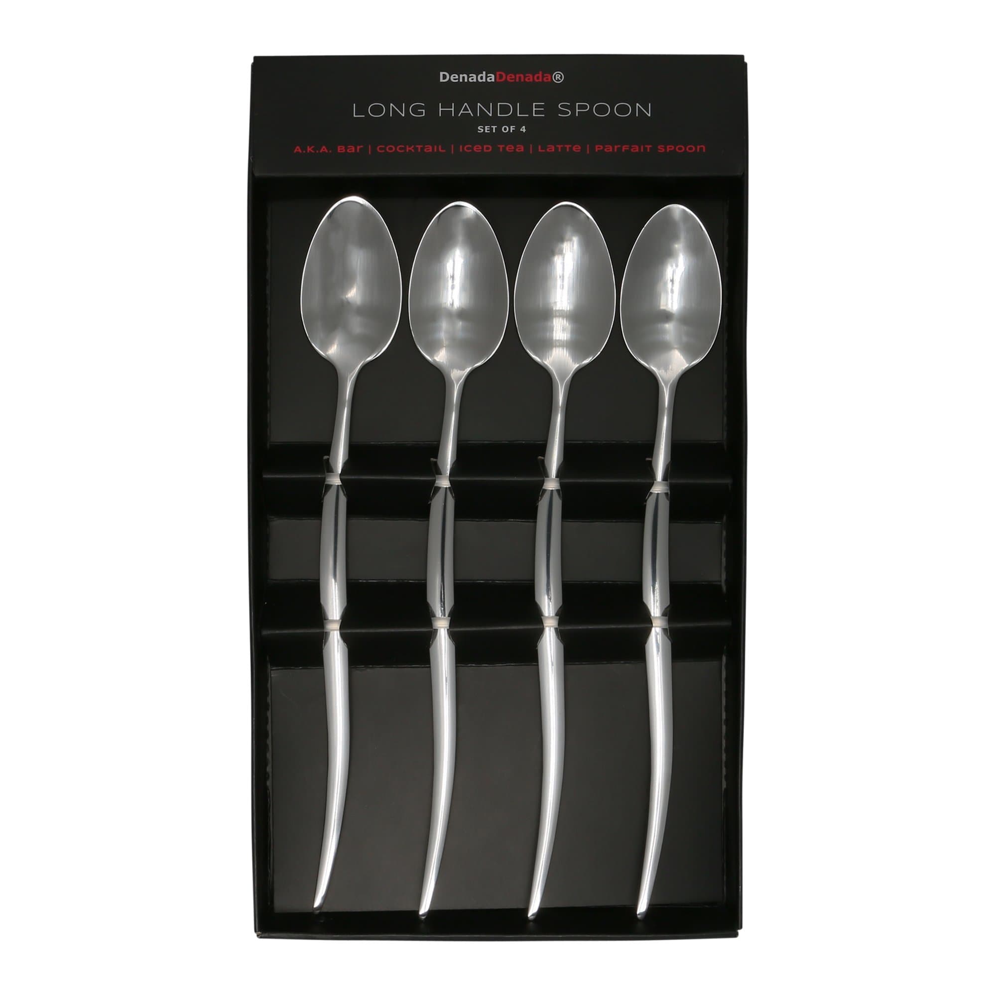 Iced Tea Spoons with Long Handle - Stainless Steel Spoons Gift Set of 4 - Can Be Used As Ice Cream Spoons, Espresso Spoons, Cocktail Spoons - Packed in A Gift Box (Design 2)