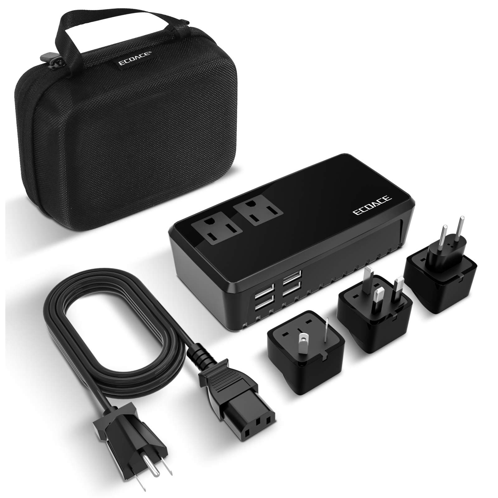 Upgraded 2000W Voltage Converter with 4 USB Ports,Step Down 220V to 110V Power Converter for Single Voltage Hair Dryer,International 10A International Travel Adapter Plug for UK/AU/US/EU