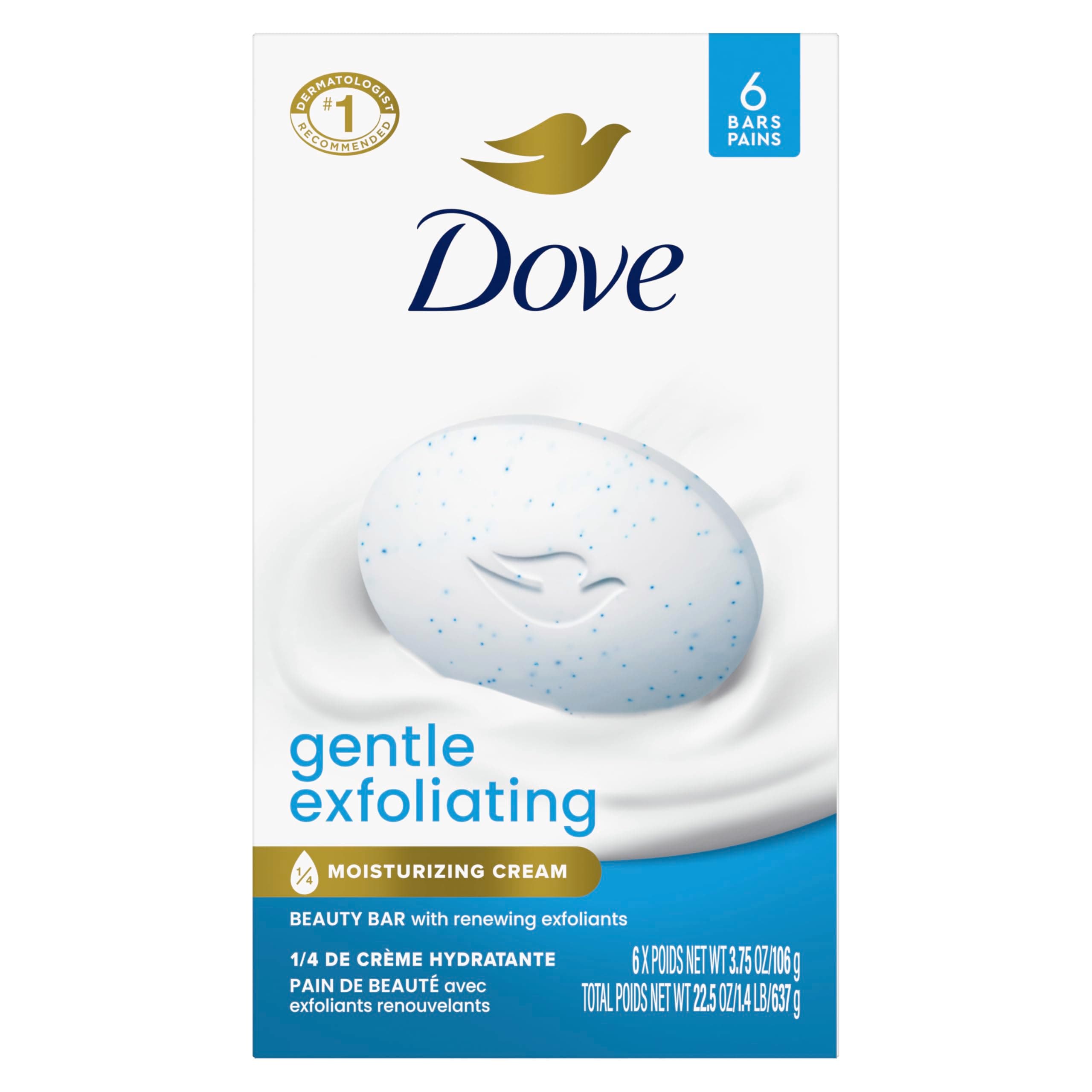 Dove Beauty Bar, Gentle Exfoliating, 4 oz (Pack of 6)
