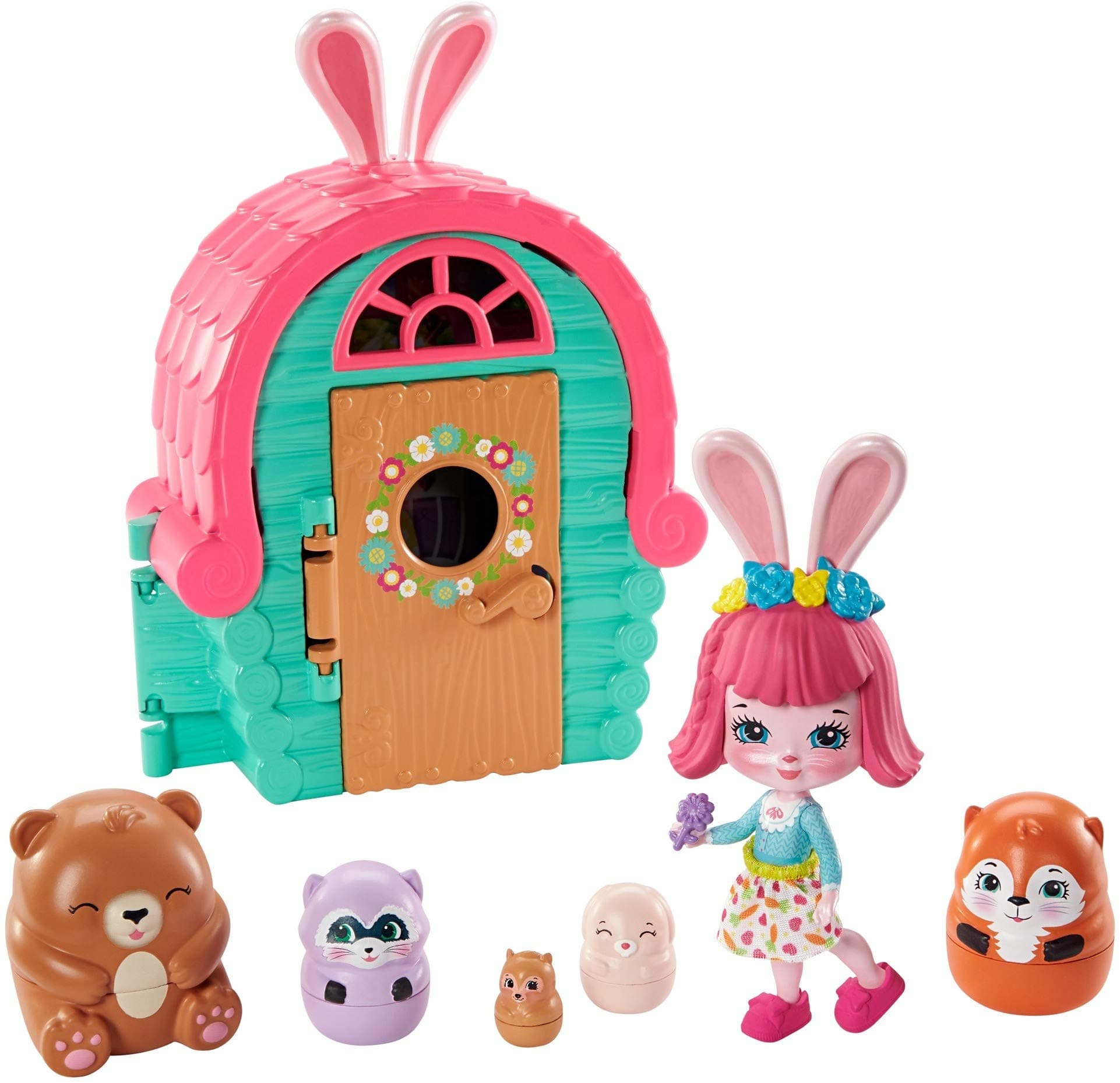 EnchantimalsBree Bunny and Cabana Doll with Pet Matryoshka Surprise and Toy Cabin (Mattel GTM47)