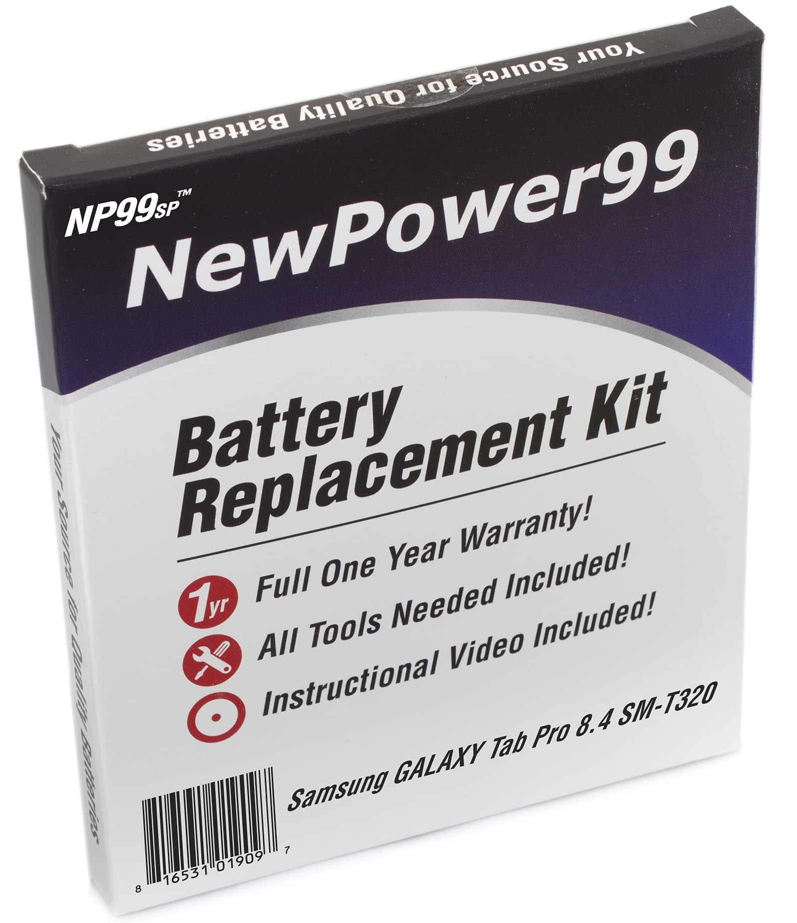 NP99spBattery Kit for Samsung Galaxy Tab Pro 8.4 SM-T320 with Tools, Video Instructions and Long Lasting Battery from NewPower99