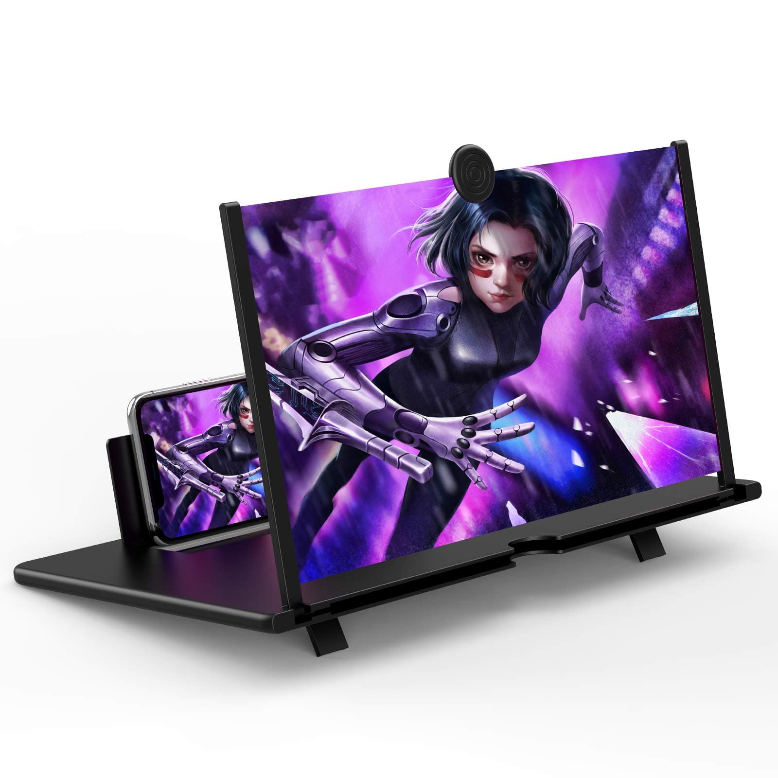 14" Screen Magnifier for Cell Phone,Fanlory 3D HD Magnifying Projector Screen Enlarger for Movies, Videos and Gaming, Foldable Phone Stand with Screen Amplifier,Compatible with All Smartphones