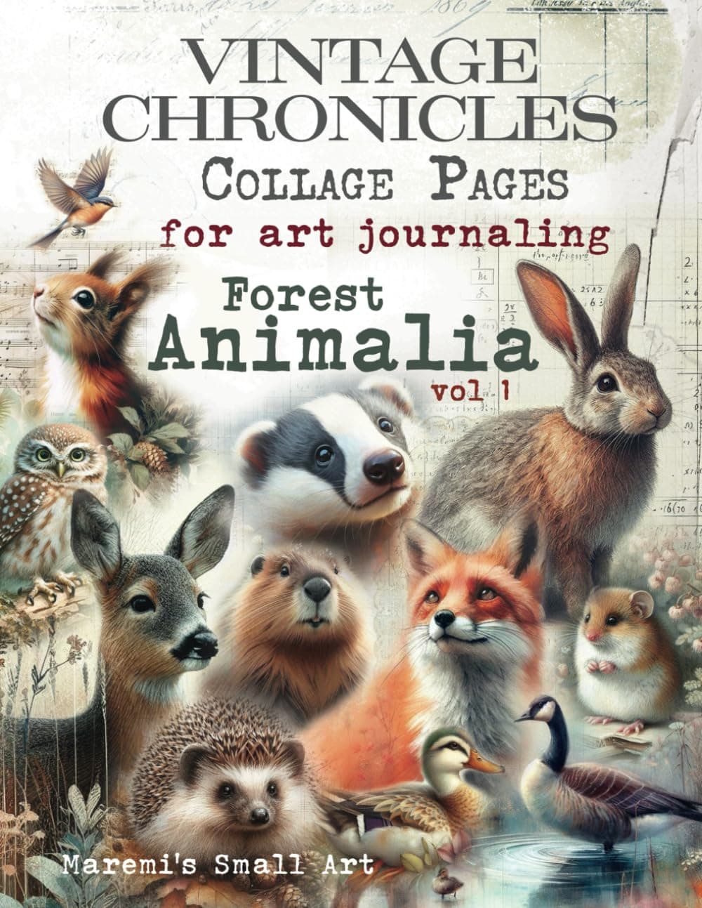 VINTAGE CHRONICLES Collage Pages for Art Journaling, Forest Animalia vol 1: A book with 160+ ANIMALS Images To Cut Out, Glue and Craft for Cardmaking Mixed Media & Scrapbook