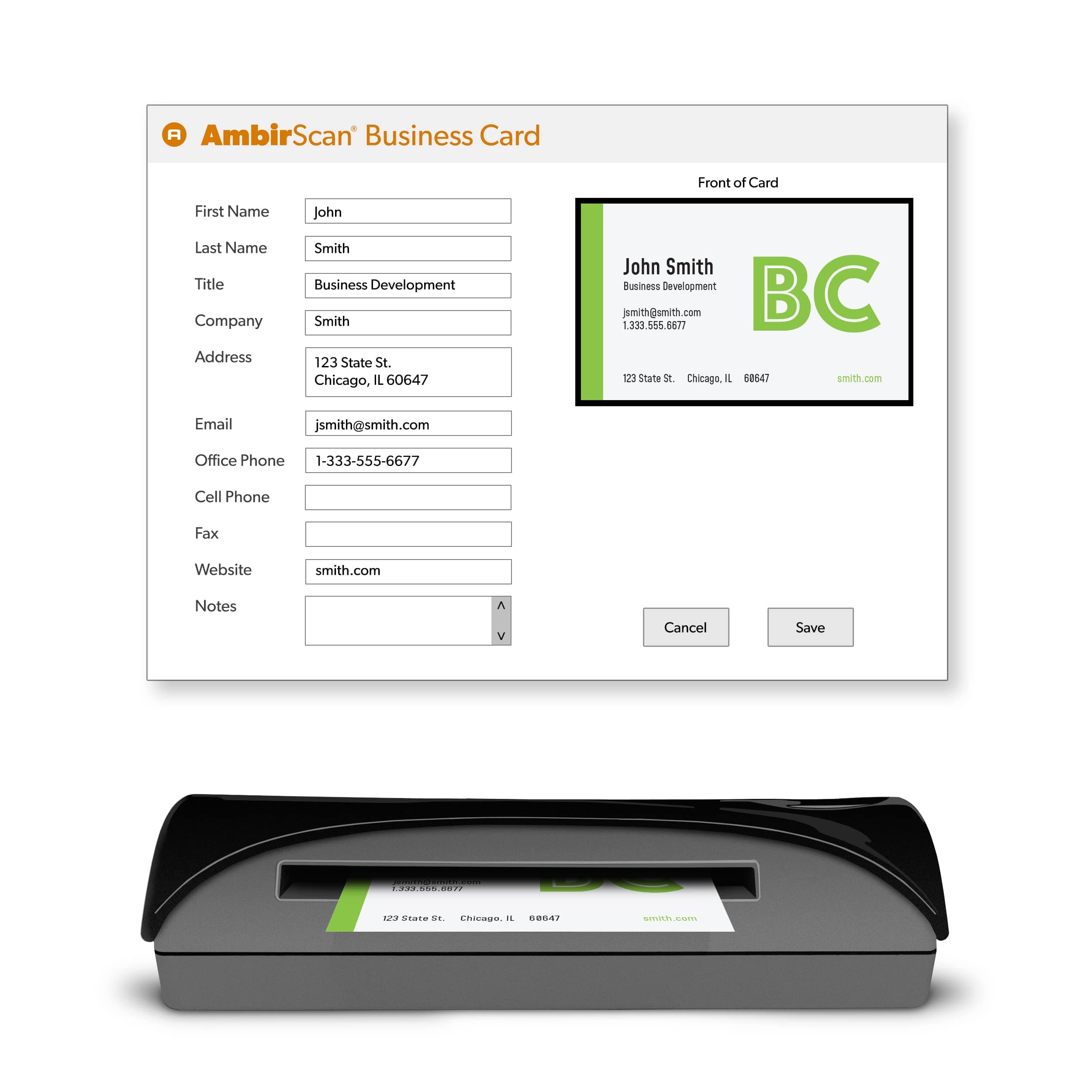 Ambir TechnologyImageScan Pro 667 Business Card Scanner with Scan Business Card for Windows PC