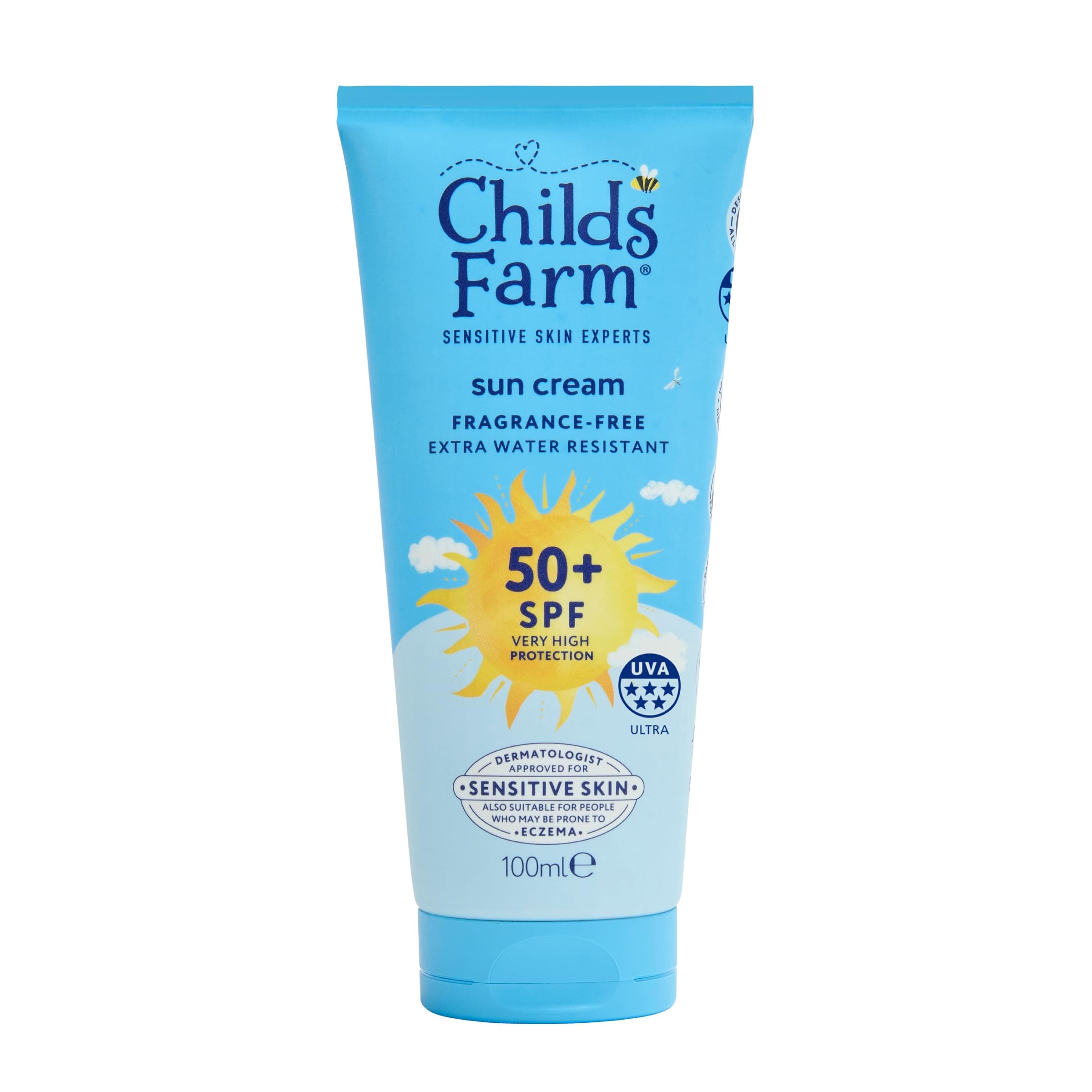 Kids & Baby Sun Cream SPF 50+ | UVA & UVB Very High Protection | Extra Water Resistant | Fragrance Free | Suitable for Dry, Sensitive Skin, 100ml