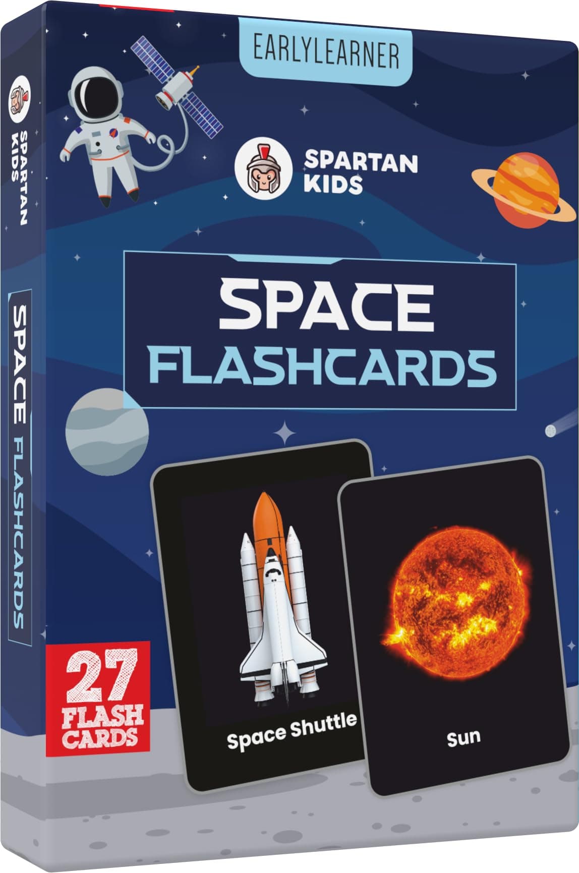 SPARTAN KIDS Space Flash Cards for Kids 27 Early Learning Flash Cards Easy and Fun Learning Method for 1 to 6 Years Old Baby Small Multicolor