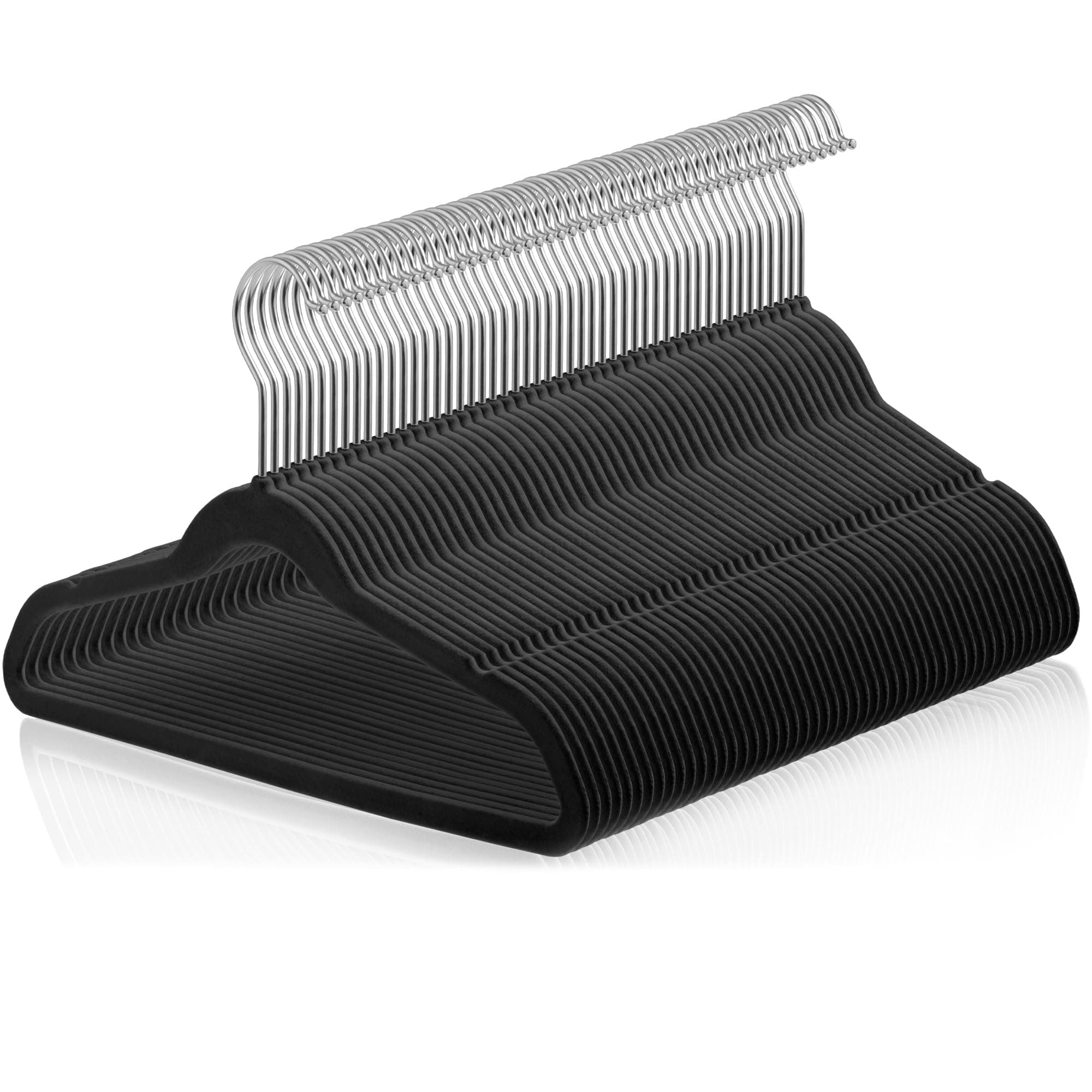 Casafield 50 Velvet Kid's Hangers - 14" Size for Children's Clothes - Black