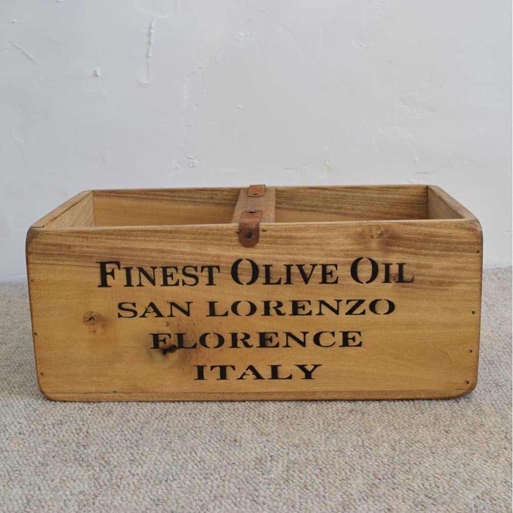 Finest Olive Oil Trading Crate Vintage Style Wooden Storage Box by Orchard Lane Interiors