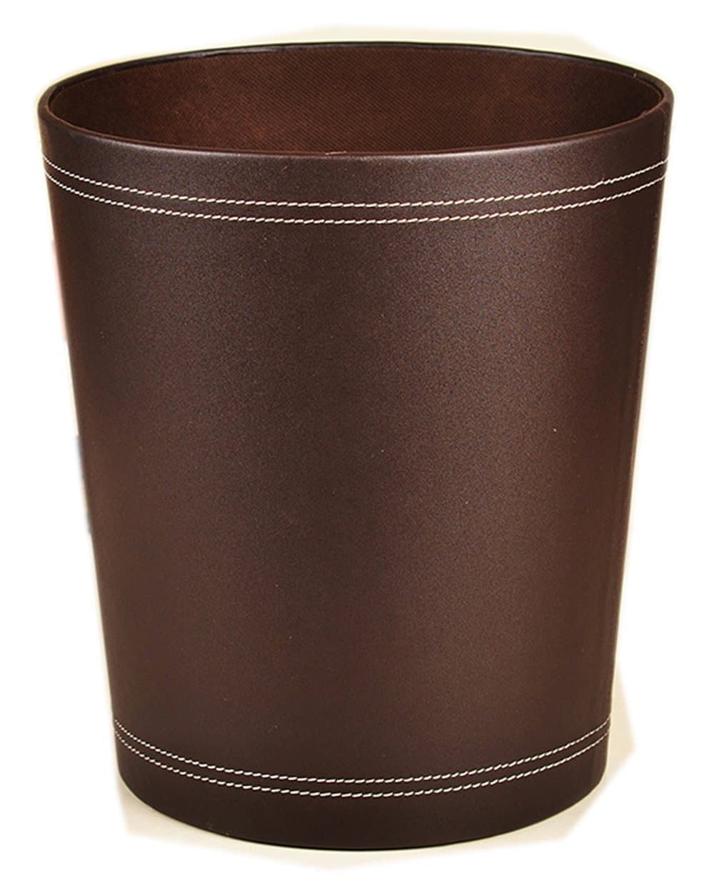Trash Cans Floor Stand Leather Waste bin Paper Board 12 Liters Garbage Basket case for Hotel Office (Coffee)