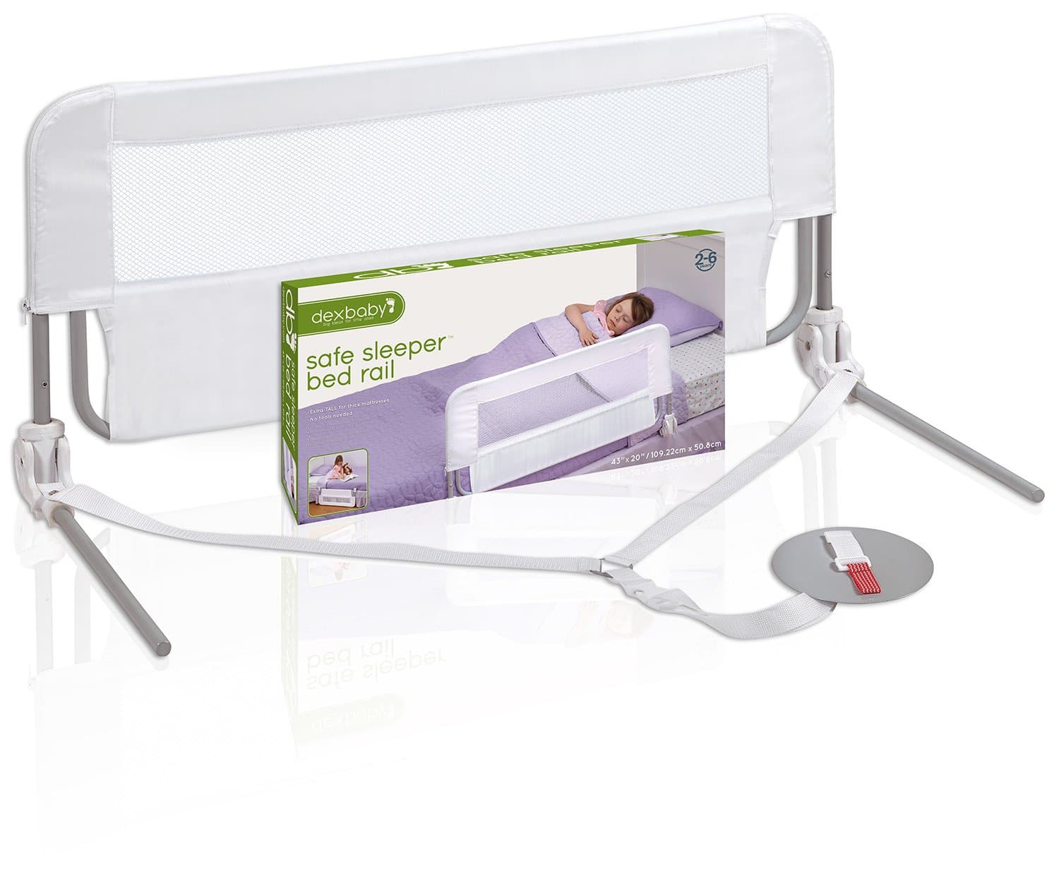 DexBaby Extra Tall Bed Rail | 43” Long | Folds Down Easily | For Twin to King