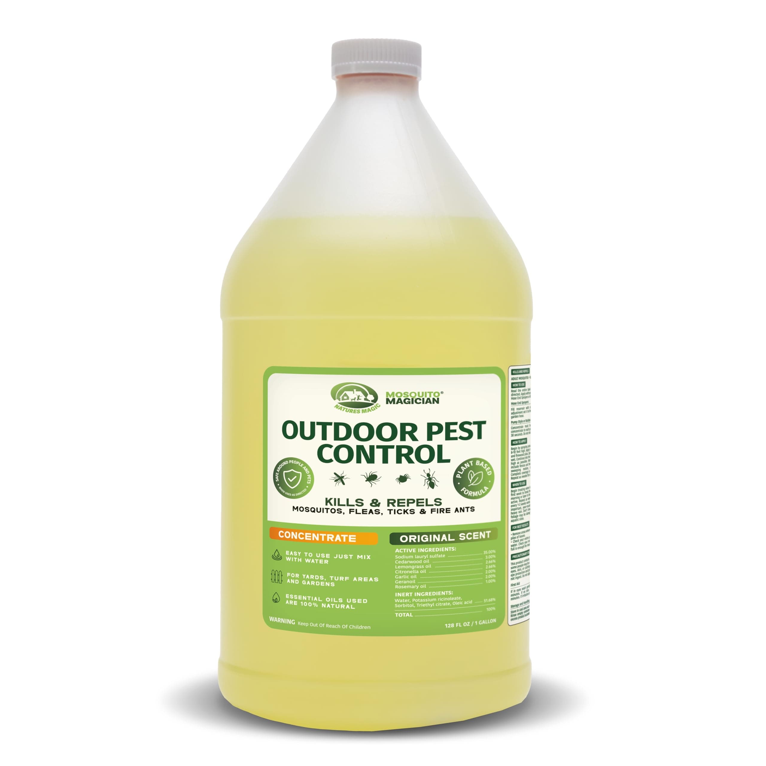 Liquid Concentrate, Kills Mosquitoes, Fleas & Fire Ants Yard Spray Treatment, Pet Safe, Use with Sprayers, Foggers & Misting Systems, Outdoor Mosquito Repellent, 1 Gallon - Original