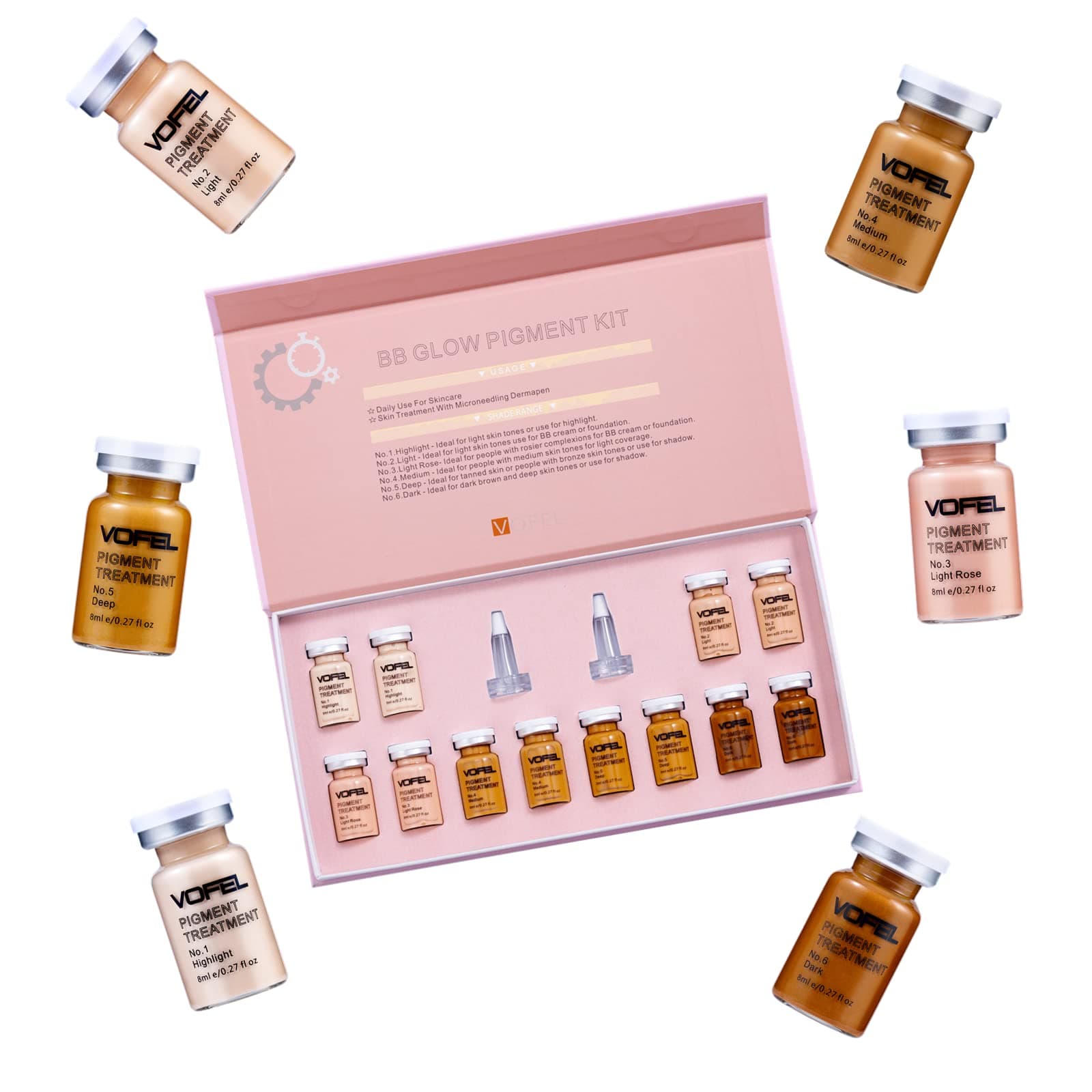 BB Glow Starter Kit BB Glow Skin Treatment Kit Serum Pigments All Shades 12 Vials Essence Foundation