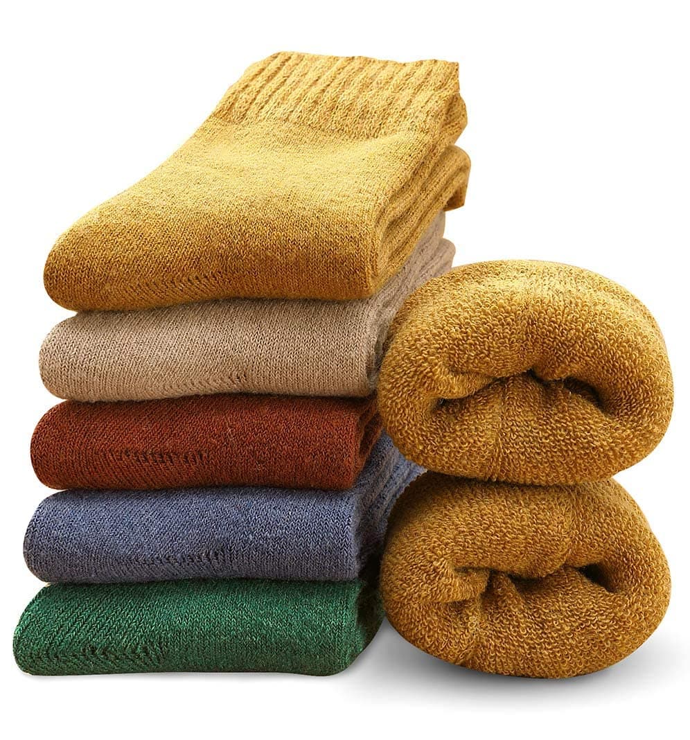 5 Pairs Ladies Thermal Socks, Womens Warm Wool Socks for Winter, UK Size 4~8