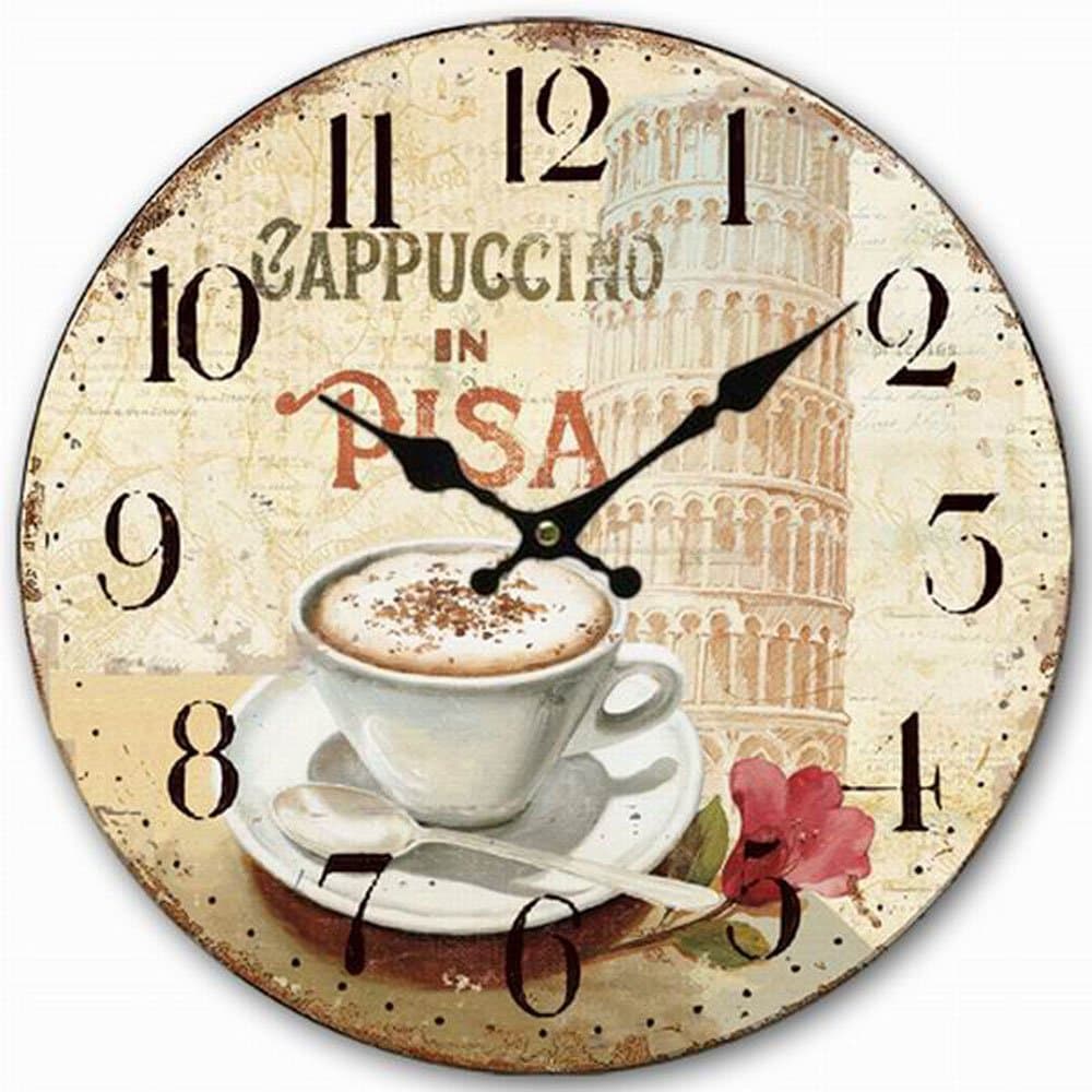 HQFItalian Style Wall Clock, Eruner 12" Stylish Office Wall Clock Classy Kitchen Clock Wooden Mottled Effect Living Room Lounge Silent Clock Hallway Timepiece Watch