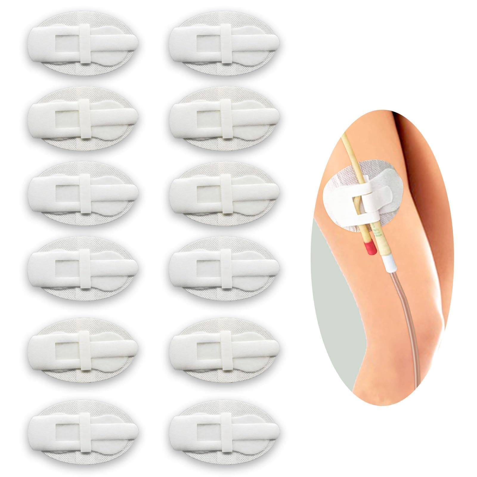 12 Pcs Catheter Leg Bag Holder, Catheter Leg Bag Straps, Catheter Stabilization Device, Catheter Leg Band Holder Sticker Urinary Leg Bag Holder Fixation Catheter Tube Supplies