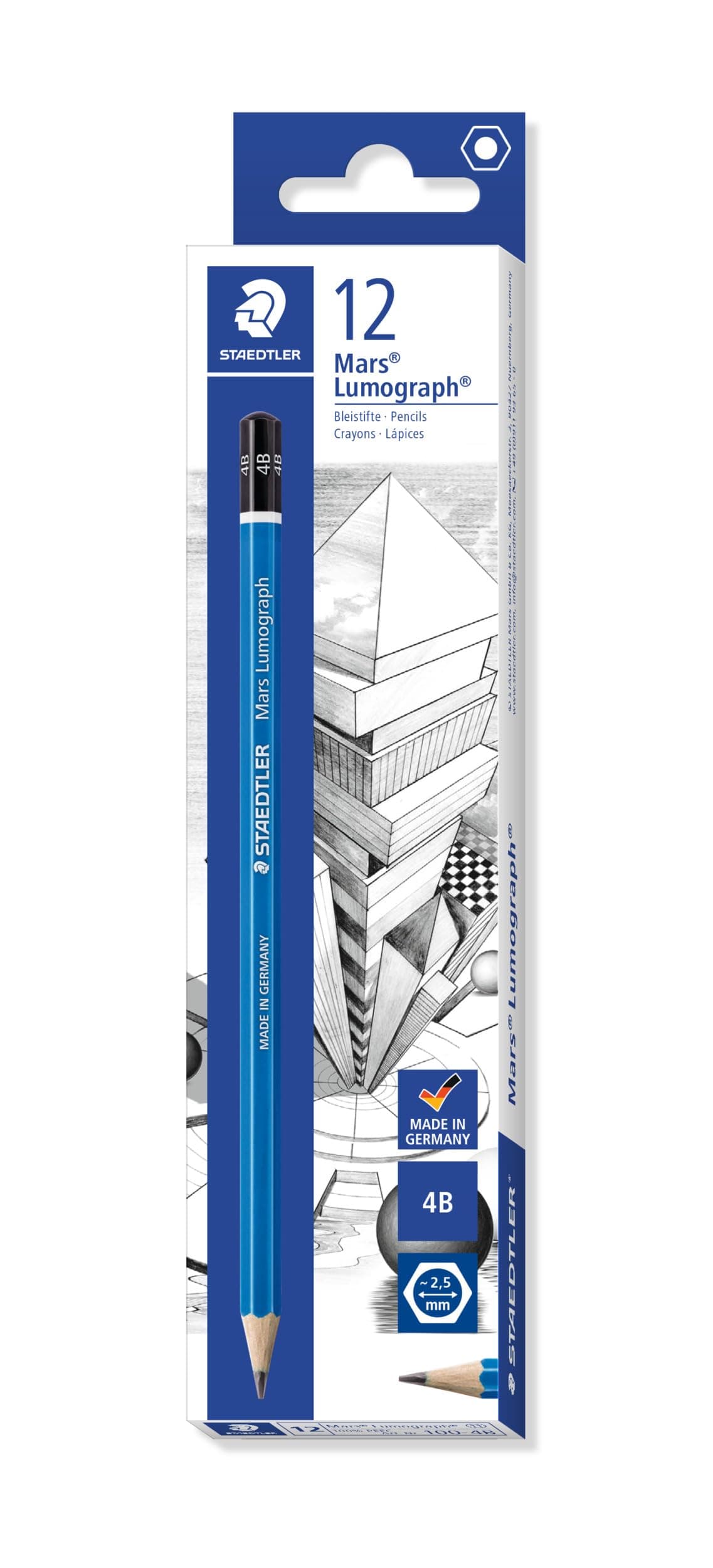 – 100-4B Mars Lumograph Graphite Pencils for Drawing & Sketching - 4B (Box of 12)