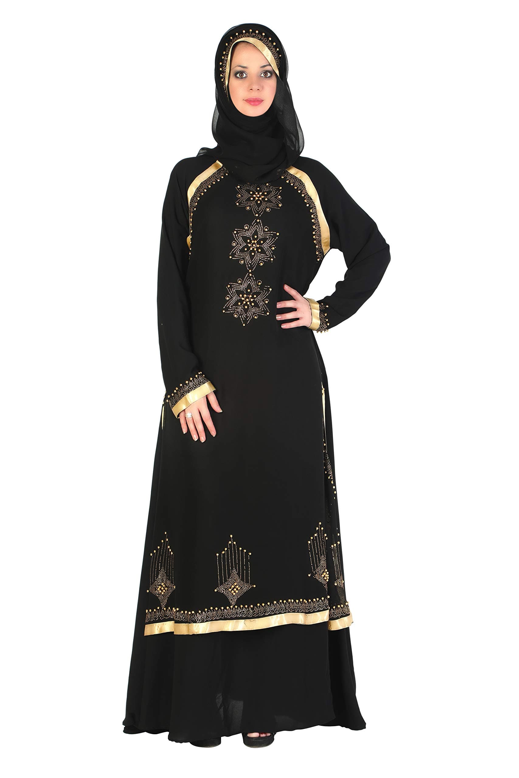 Sofias Abaya Women's Al Nida Fabric Burqa Set (Mm009_Black_Free Size)