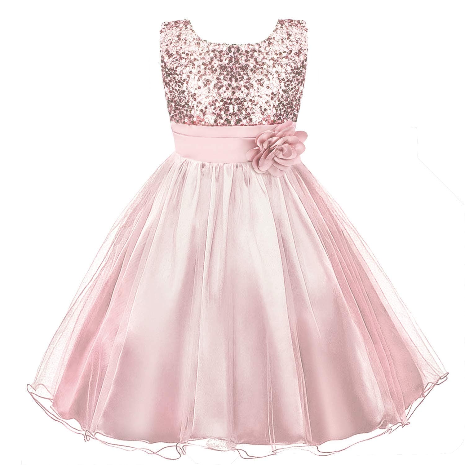 Girls Dresses Sequin Flower Girls Party Dress Bridesmaid Ball Gown Wedding Tulle 3-10 Years