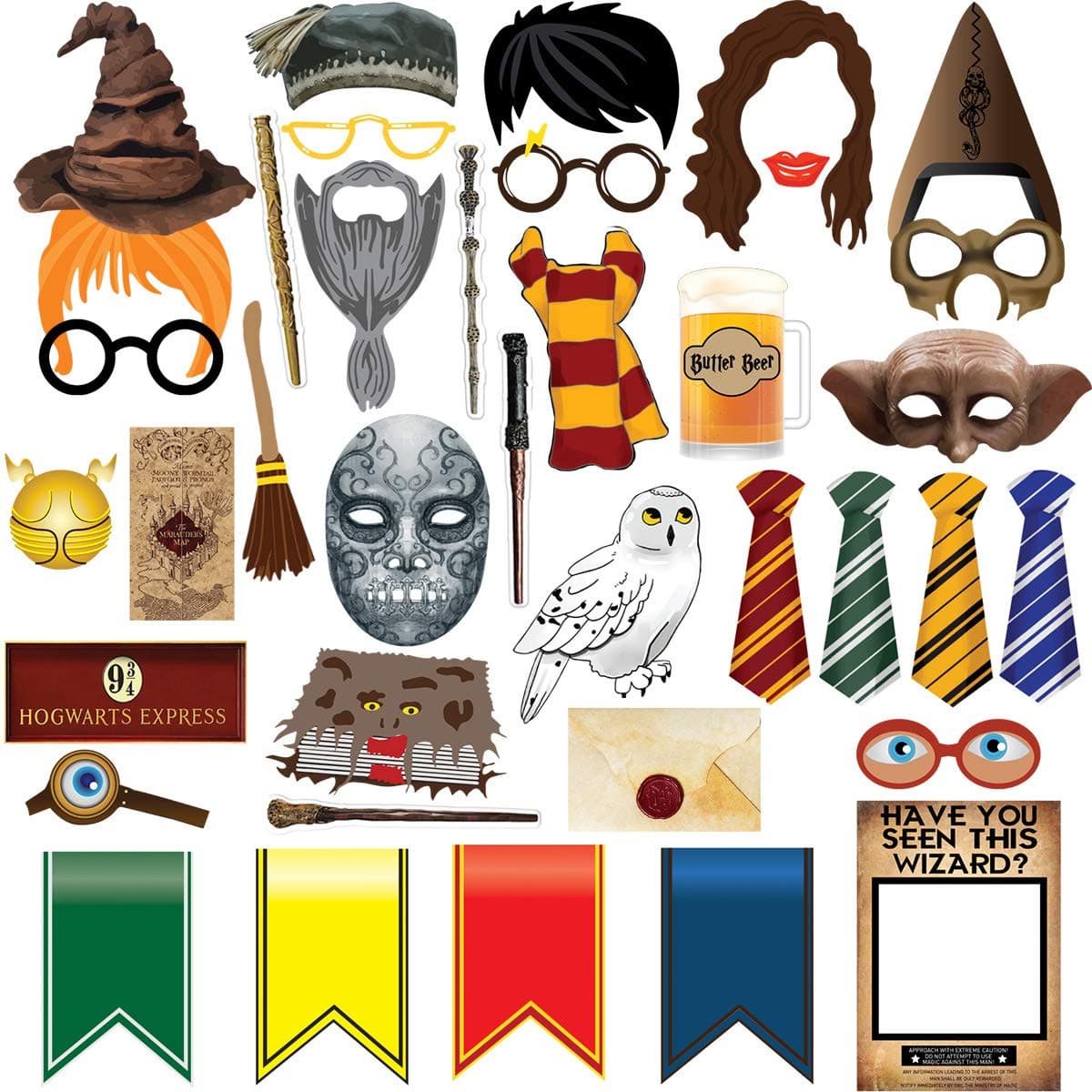 38pcs Magical Wizard Party Photo Booth Props,Wizard Castle Party Photo Booth Props, Magical Wizard School Party Favors Supplies For Kids Children Birthday Party Decoration