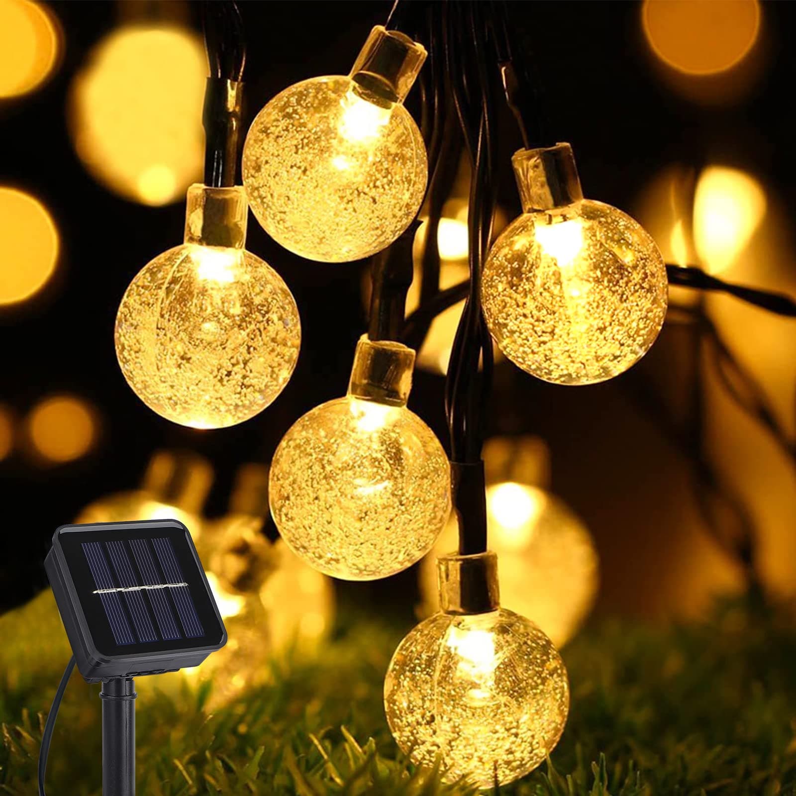 Aisutha Solar Lights Outdoor Garden, 8M/26ft 40 LED Garden Lights Crystal Globe Fairy Lights with 8 Mode, IP65 Waterproof String Lights for Garden Patio Yard Party Wedding Christmas (Warm White) [Energy Class A+++]