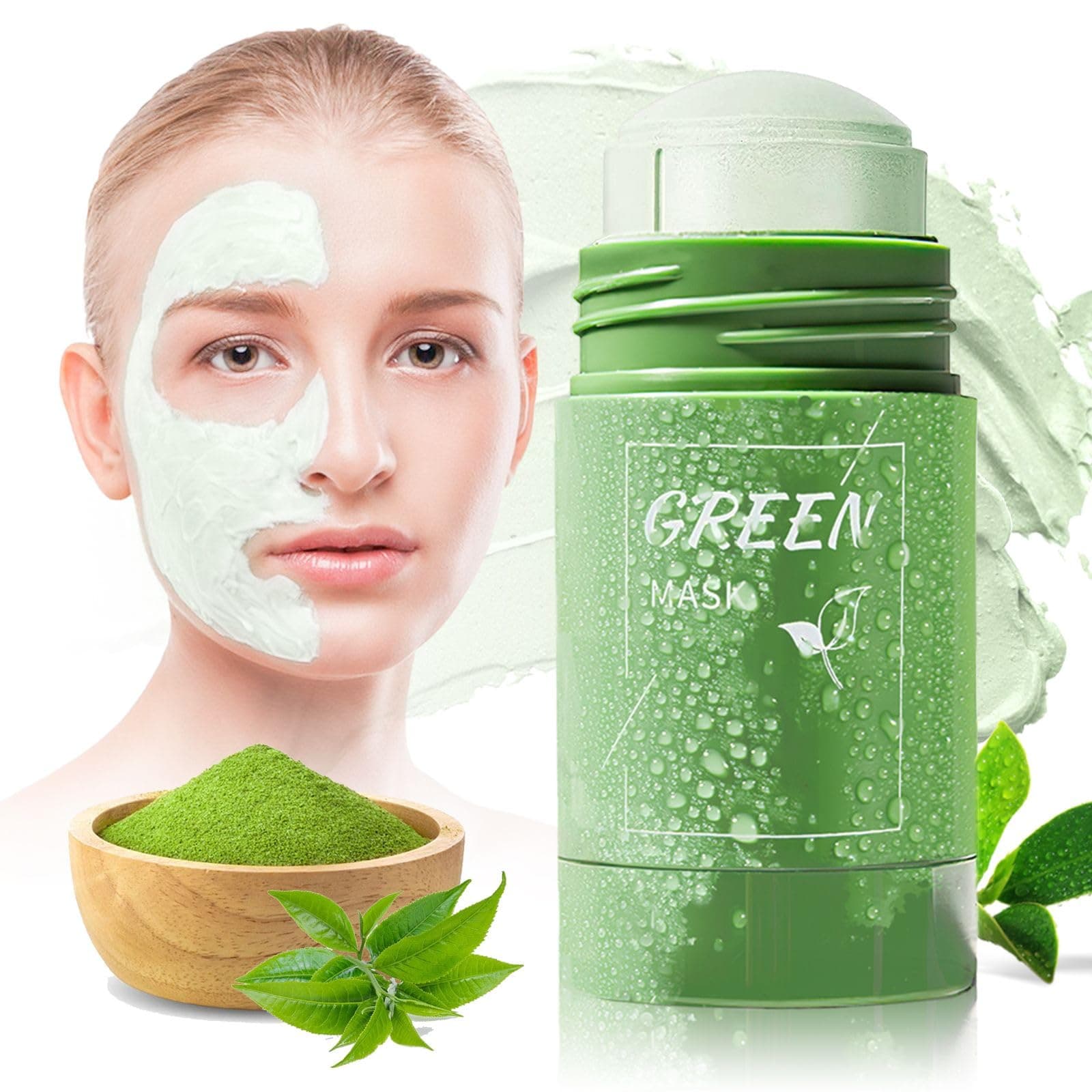 Green Tea Mask Stick Blackhead Remover - Deep Cleanse Green Tea Mask Stick Face Mask Skin Care Removes Blackheads Purifying Oil Control, Green Mask Stick for All Skin Types of Men and Women (1 PCS)