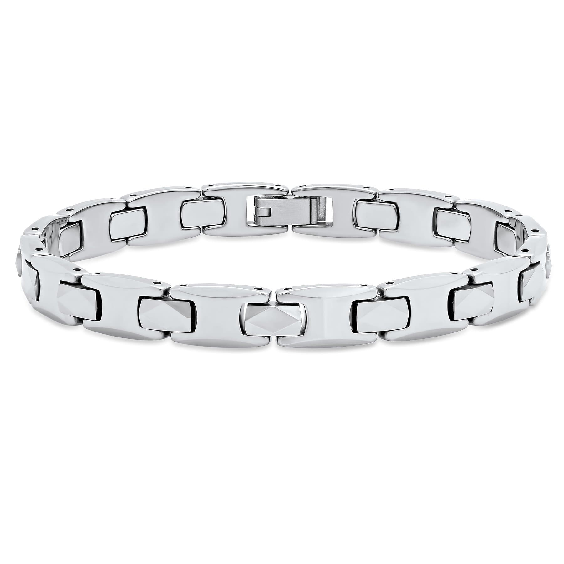 Men's Tungsten High Polish H-Link Chain Bracelet - Sleek Elegance, 8.5-inch