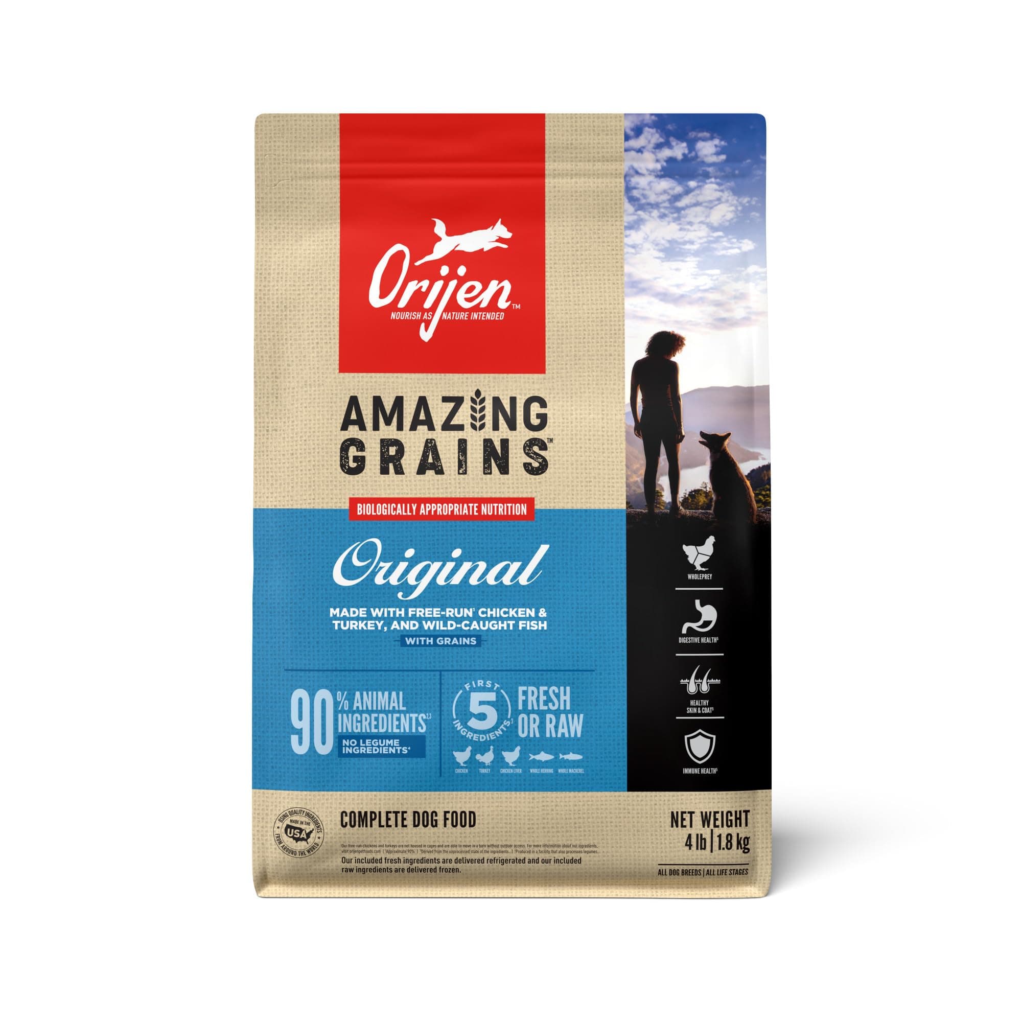 Amazing Grains High Protein Dry Dog Food Original Recipe 4lb Bag