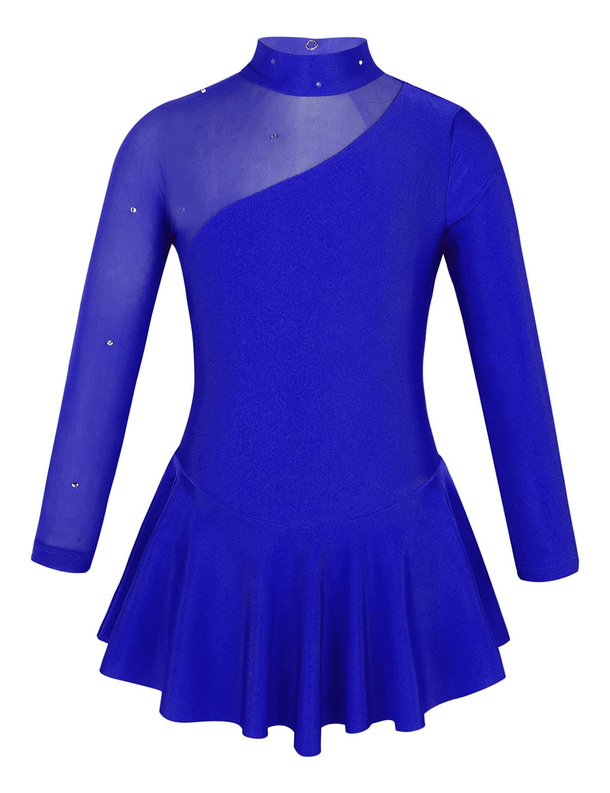 Kaerm Kids Girls Shiny Long Sleeves Mock Neck Figure Ice Skating Skirt Ballet Dance Gymnastics Leotard Dress