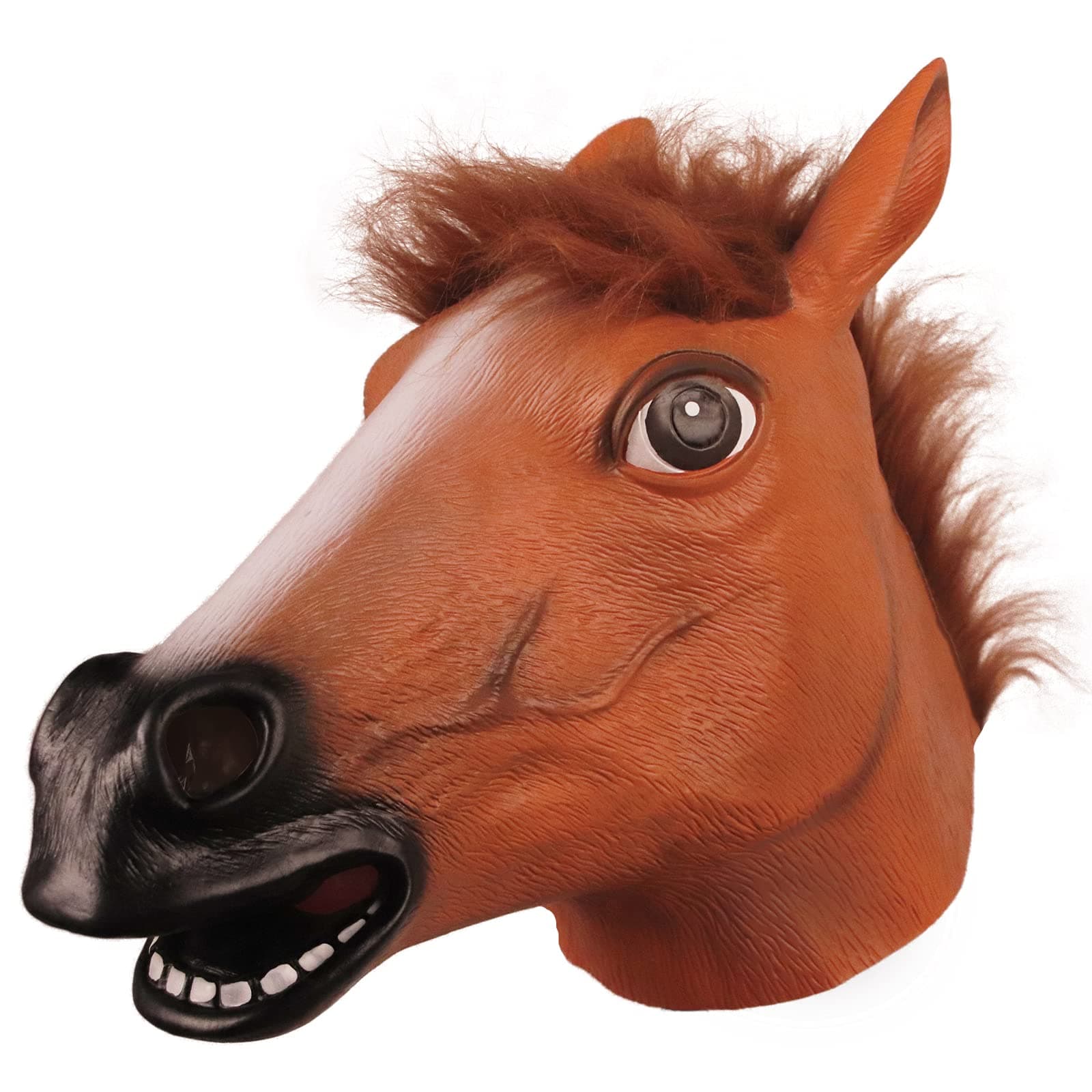 MOLEZU Horse Head Mask for Adult, Brown Horse Head Latex Animal Mask, Novelty Halloween Costume for Masquerade Party.