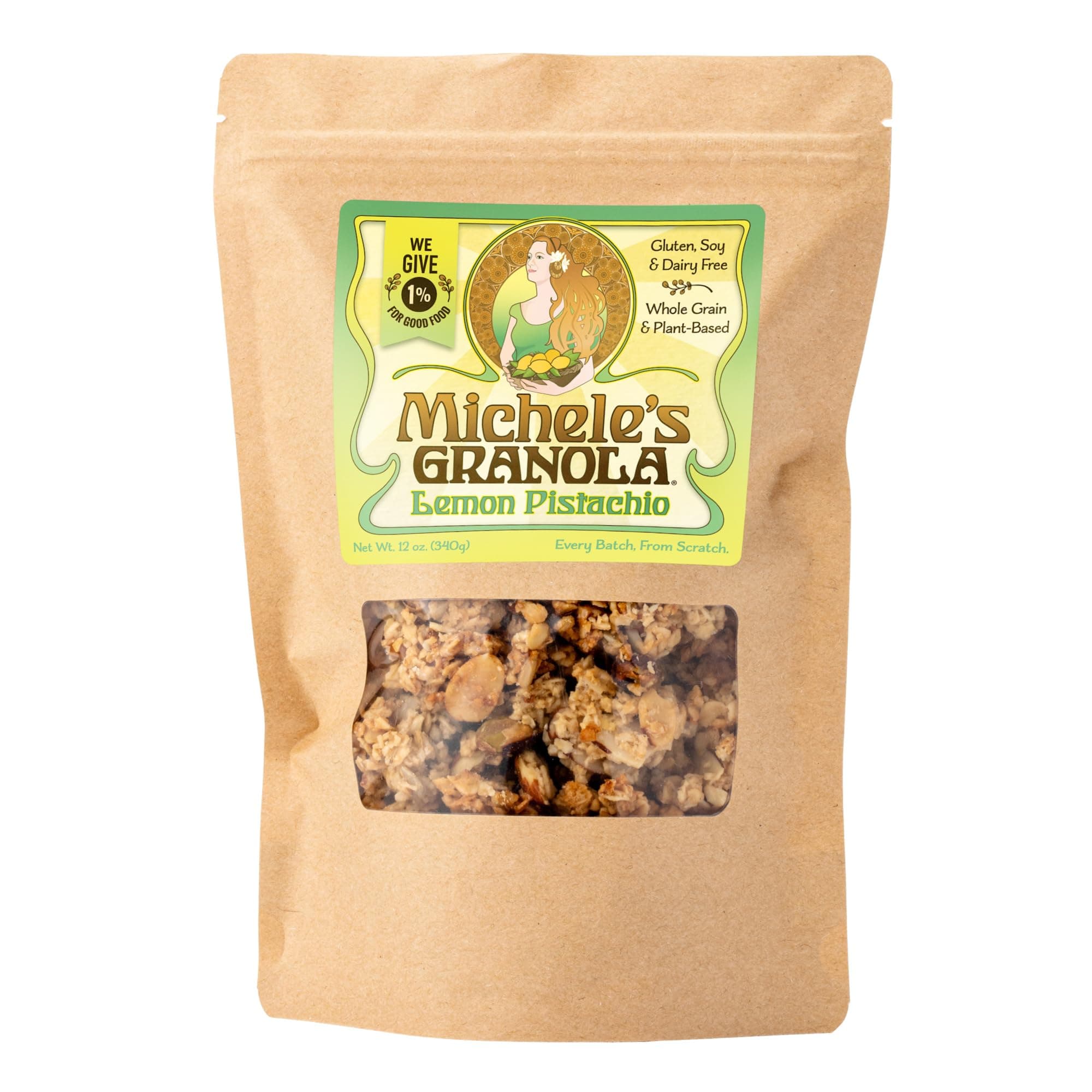 Michele's Granola - Lemon Pistachio - Handmade Non-GMO Whole Grain Oats - Free of Gluten, Soy, Wheat, & Dairy
