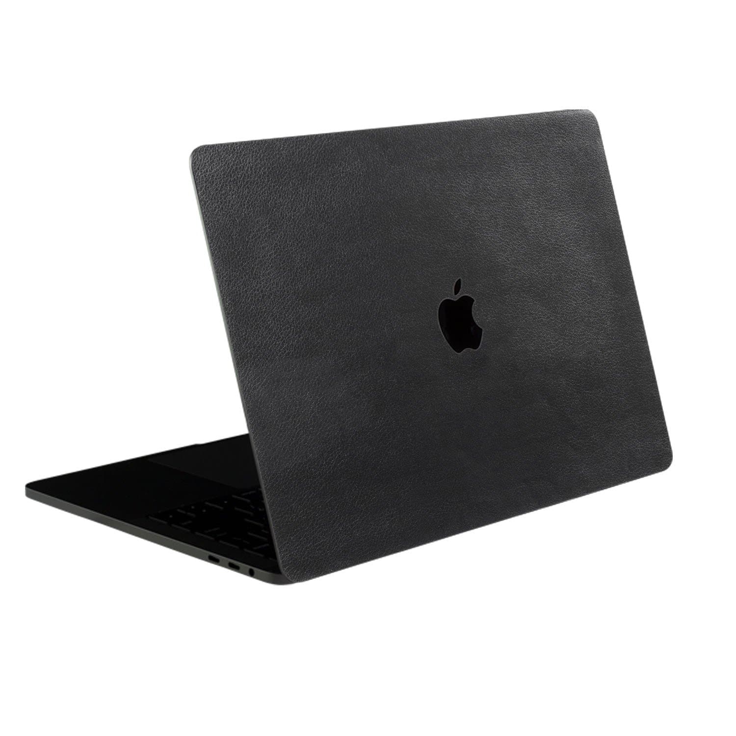 SOJITEK Black Leather Texture 4-in-1, Full-Size 360° Protector Skin Decals Sticker MacBook Pro 13 Inch (2016 2017 2018 2019 Model, with & w/o Touch Bar & ID) A1706 A1708 A1989 Black Keyboard Cover
