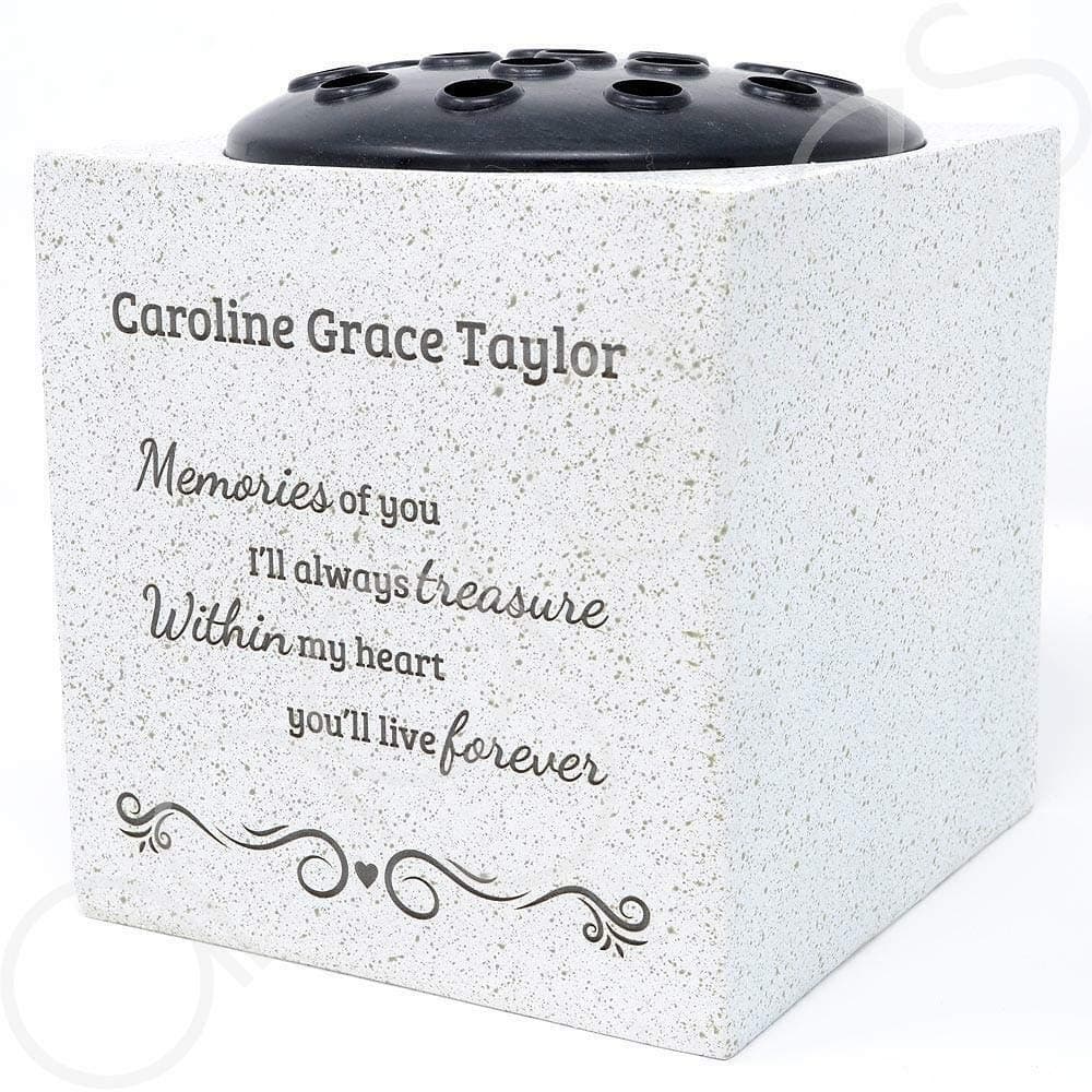 Angraves Personalised Customised Treasured Memories Memorial Graveside Flower Rose Bowl Vase Pot