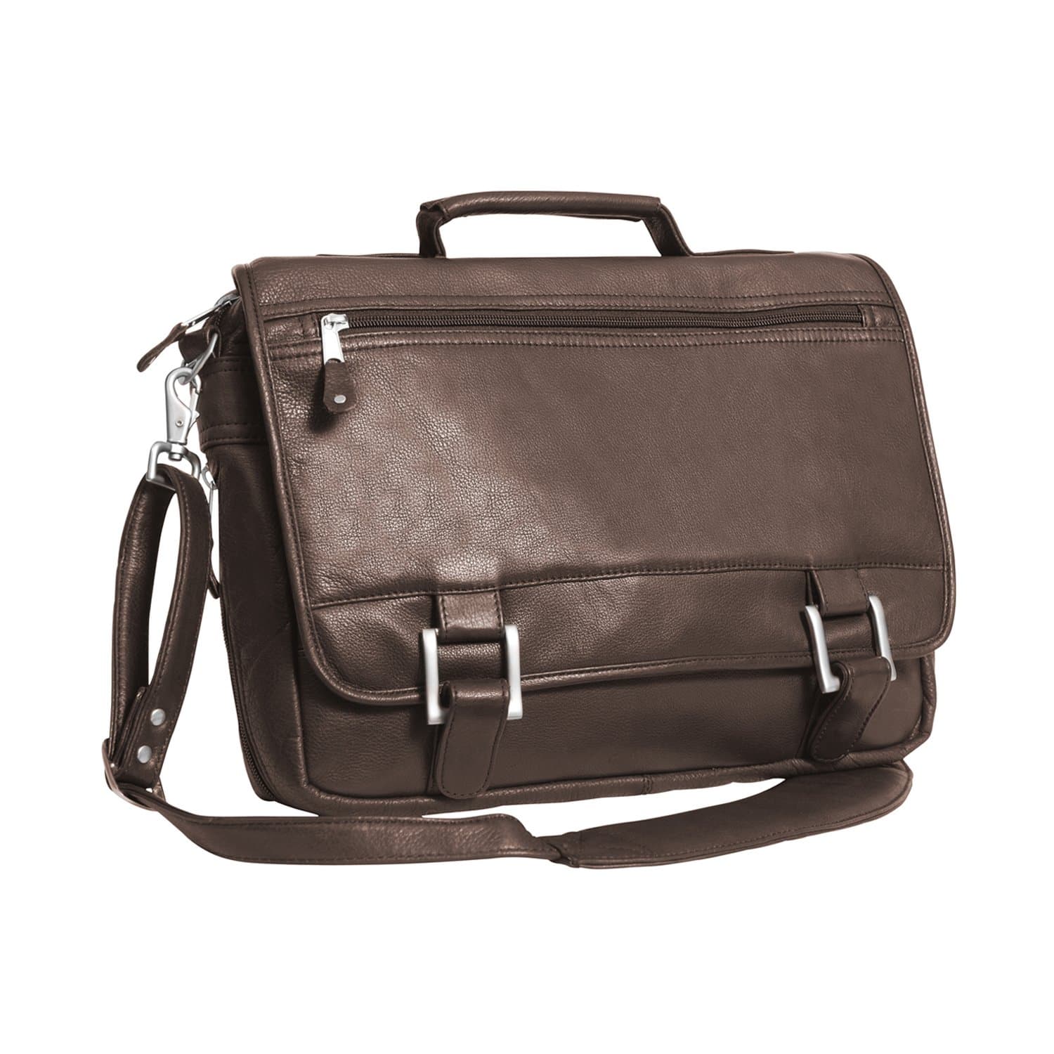 Copper Canyon 15-inch Leather Expandable Briefcase, Brown, One Size