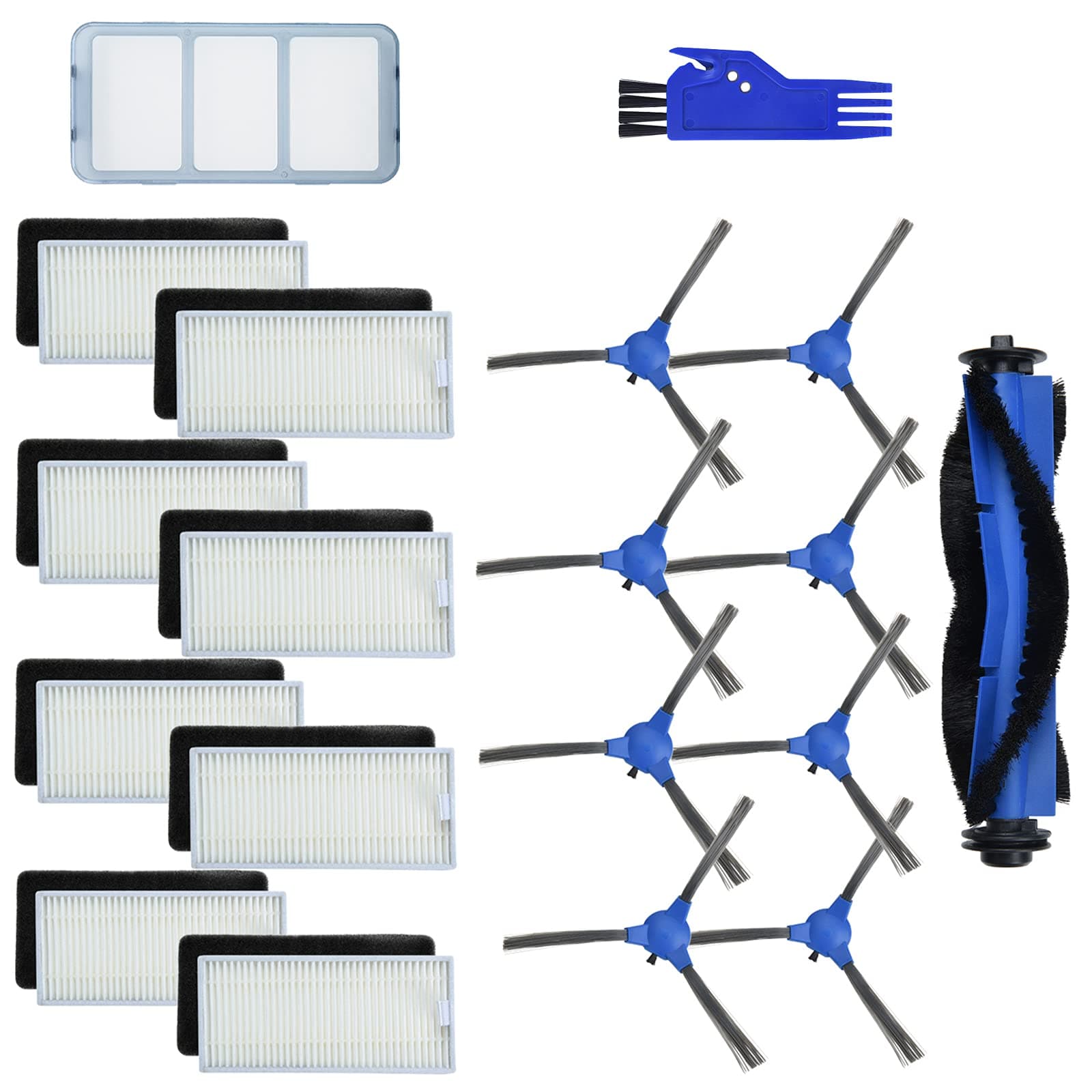 LOVECO Replacement Accessories Kit Compatible for Robovac 11S,Robovac 30,Robovac 30C,Robovac 15C,Robovac 12,Robovac 35C,Robovac 15T(8 Filter, 8 Side Brush,1 Main Brush,1 Cleaning Tool)