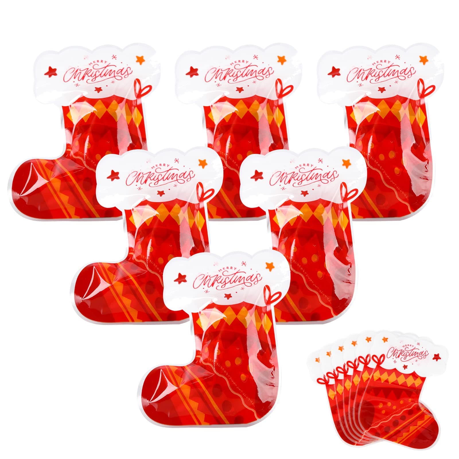Gukasxi 50Pcs Resealable Christmas Stocking Gift Bag Small Plastic Treat Bags Christmas Candy Bags Seal Bag Christmas Wedding Birthday Party Favor Bags