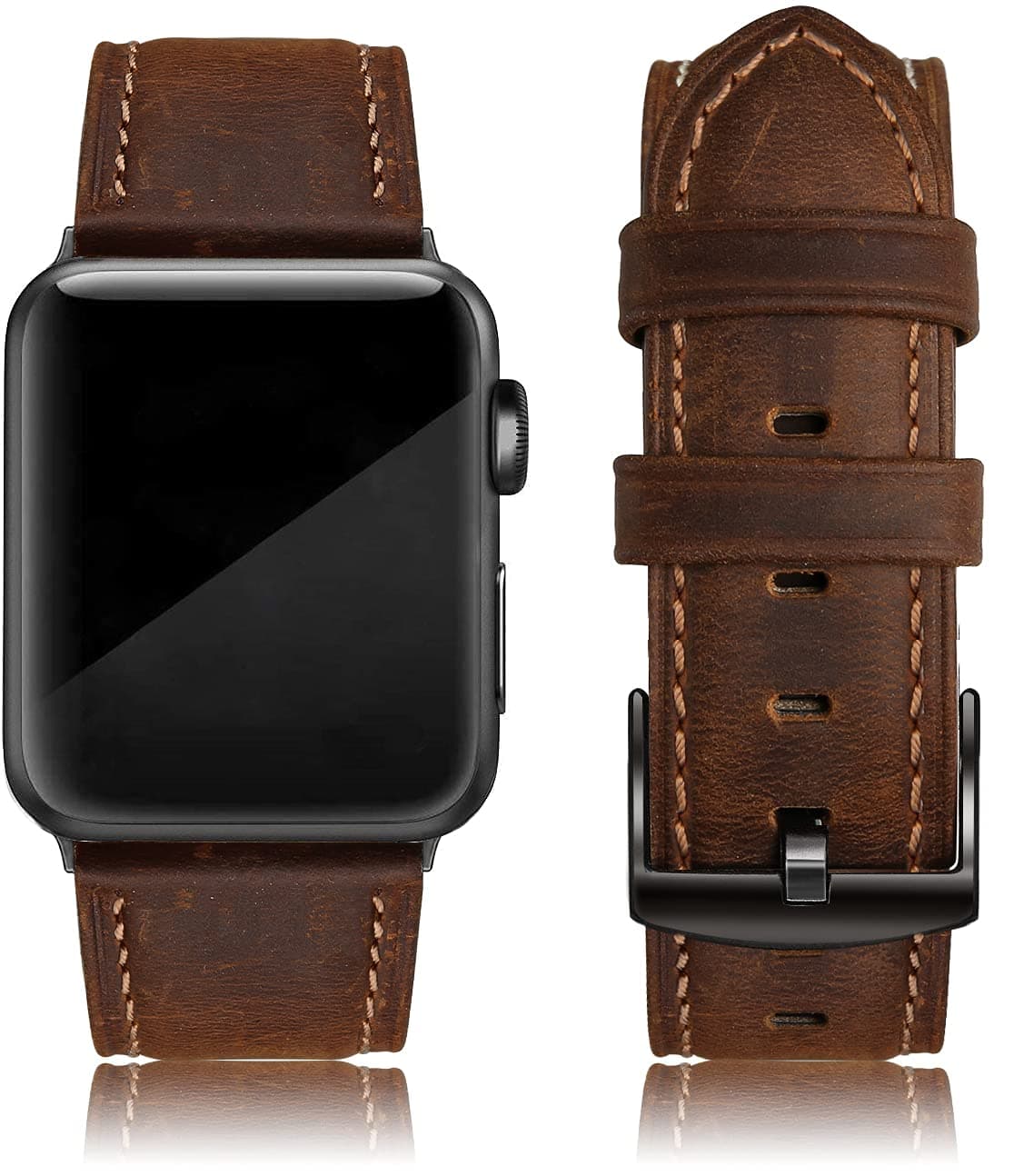 EDIMENS Leather Bands Compatible with Apple Watch 49mm 45mm 42mm 44mm Band Men Women, Vintage Genuine Leather Wristband Replacement Band Compatible for Apple Watch iwatch Series 8 7 6 5 4 3 2 1 SE2 SE