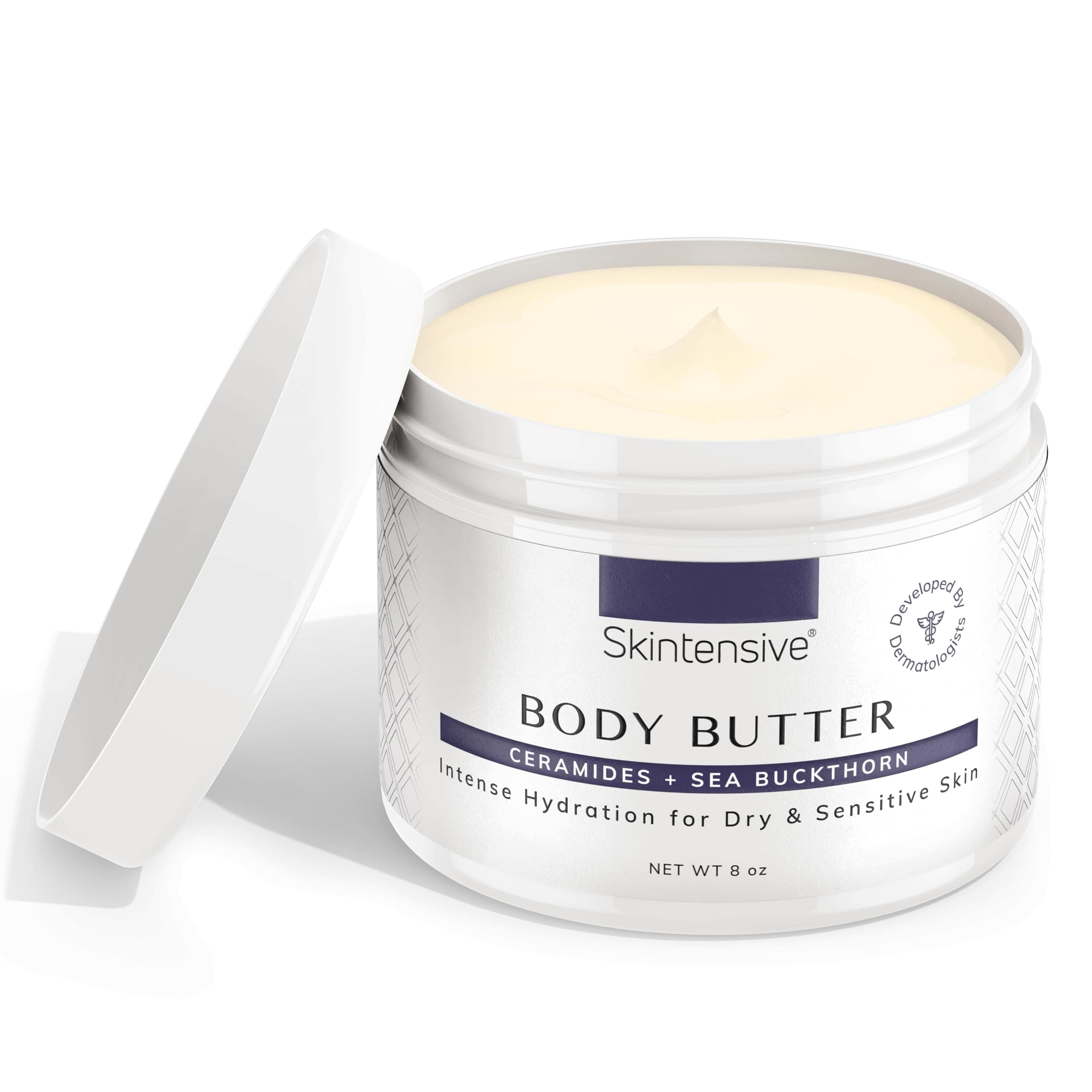 SKINTENSIVE Body Butter with Sea Buckthorn Extract - Organic Coconut Oil Body Butter Ointment for Eczema-Prone Skin, 8 oz