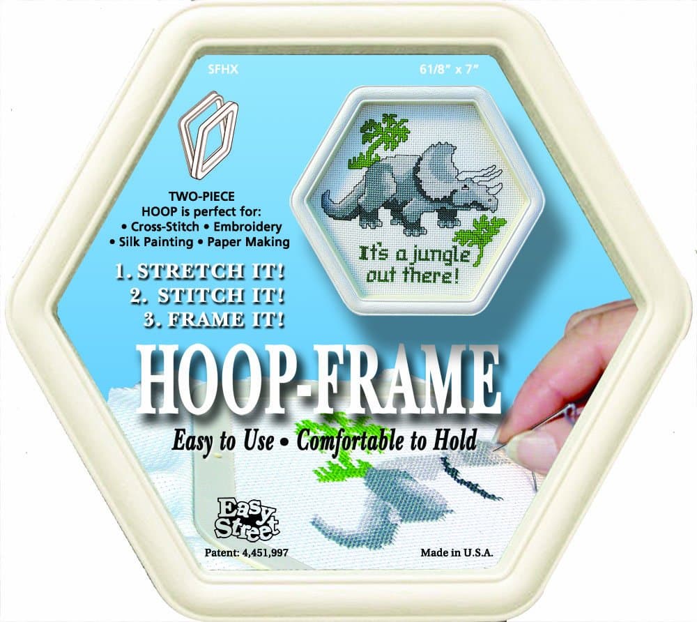 Easy Street Crafts Hexagon Hoop-Frame Cream 6-1/8 by 7-Inch for Stitching and Framing