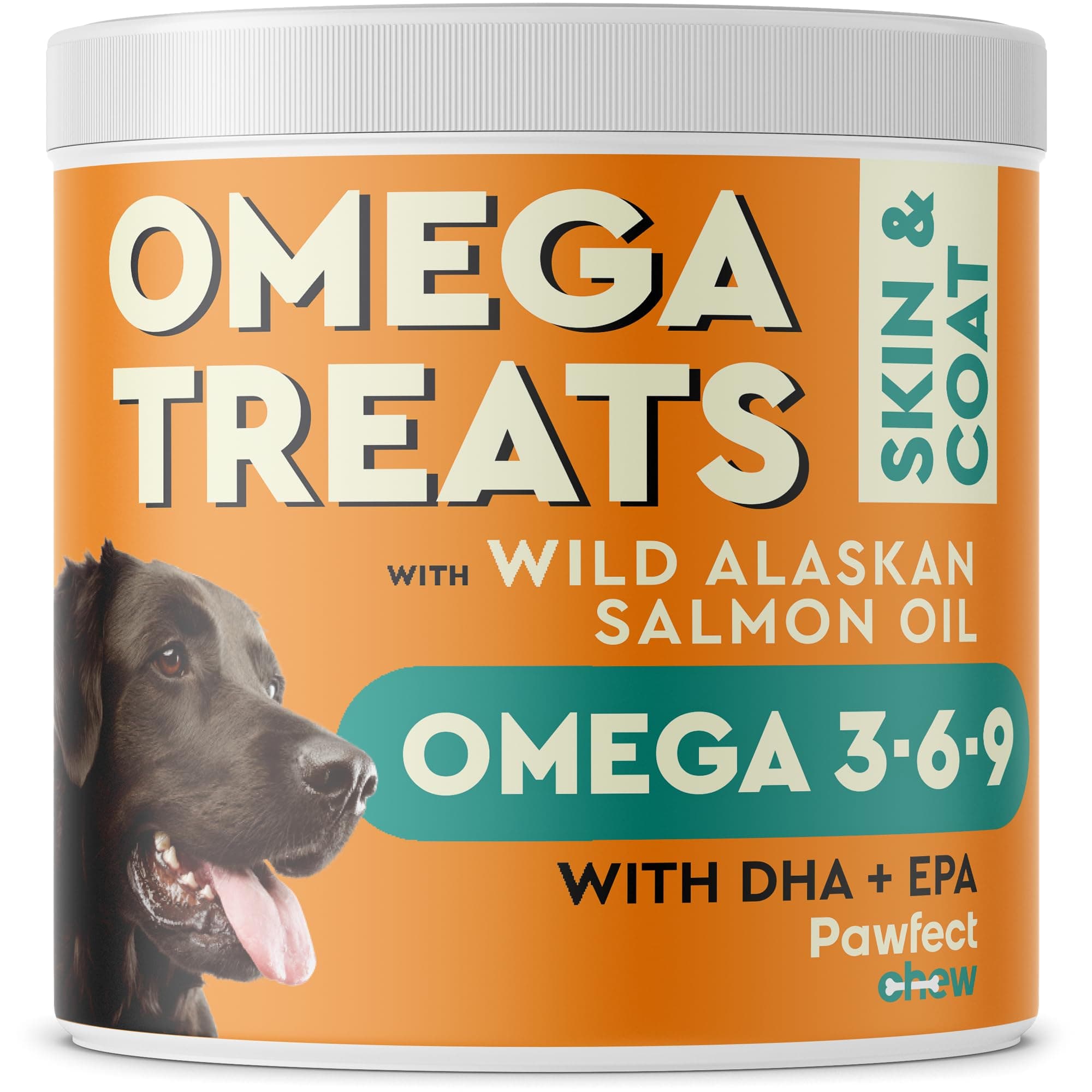 PawfectCHEW Fish Oil Omega 3 for Dogs - Allergy Relief - Joint Health - Itch Relief, Shedding - Skin and Coat Supplement - Alaskan Salmon Oil Chews - Omega 3 6 9 - EPA & DHA Fatty Acids
